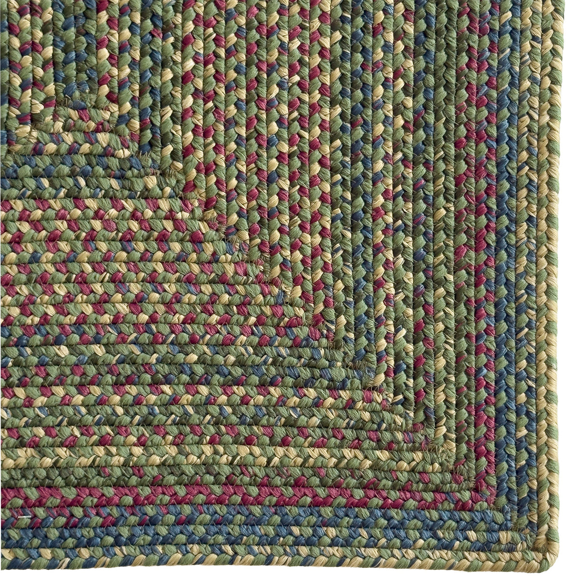 Beachwood Green Multi Braided Rug Concentric Rectangle image