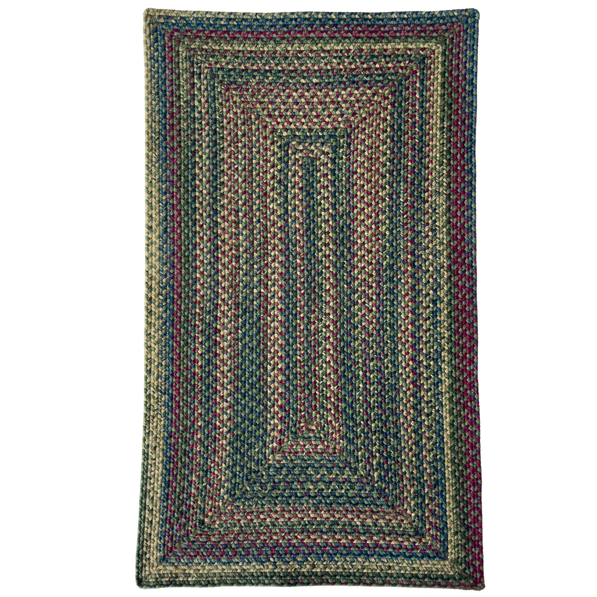 Beachwood Green Multi Braided Rug Concentric Rectangle image