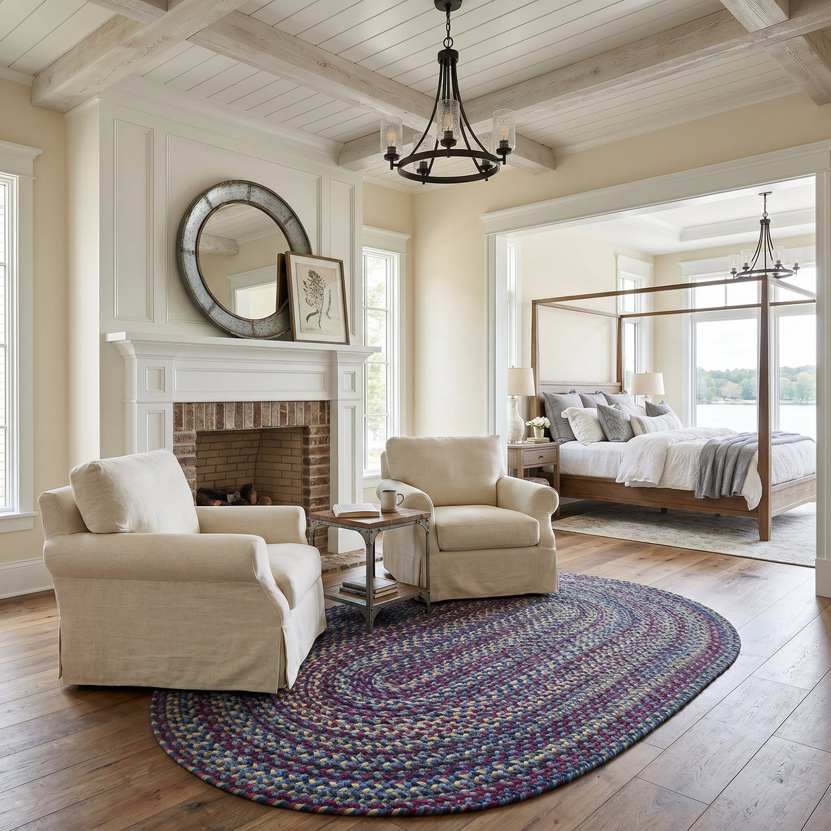 Beachwood Med. Blue Multi Braided Rug Oval image