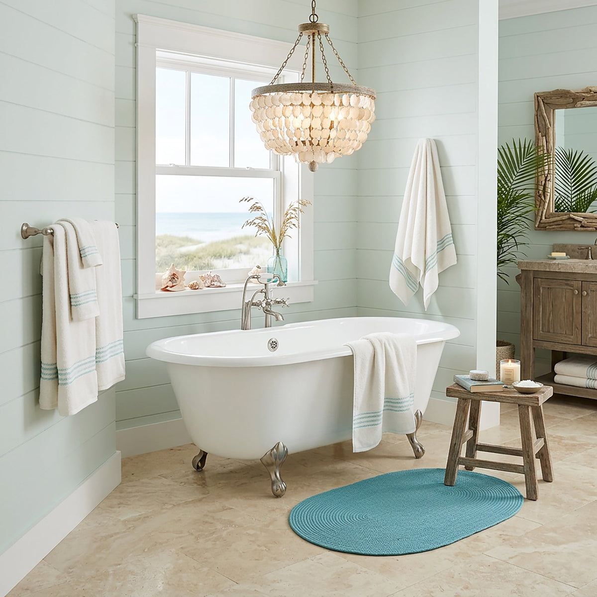 Shoreline Seafoam Braided Rug Oval image