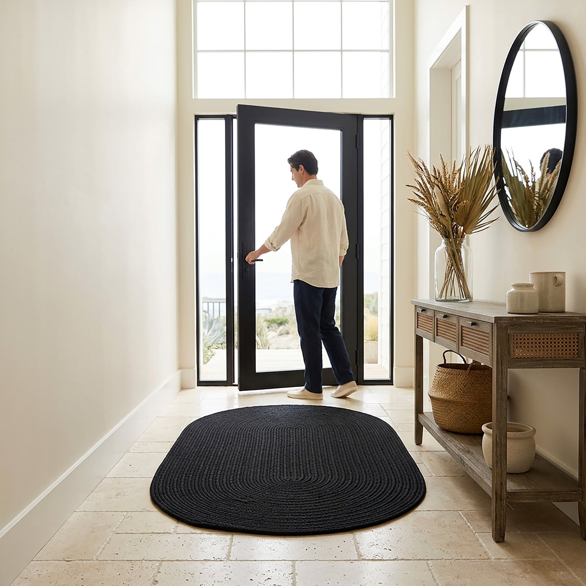 Shoreline Black Braided Rug Oval image