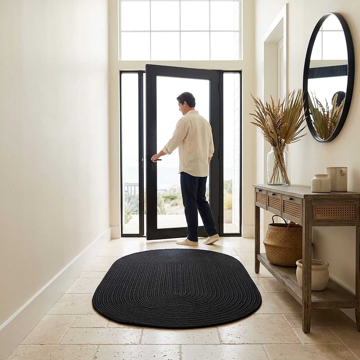 Shoreline Black Braided Rug Oval image