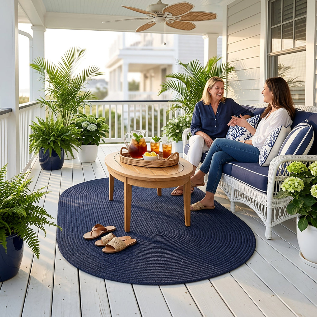 Shoreline Navy Braided Rug Oval image