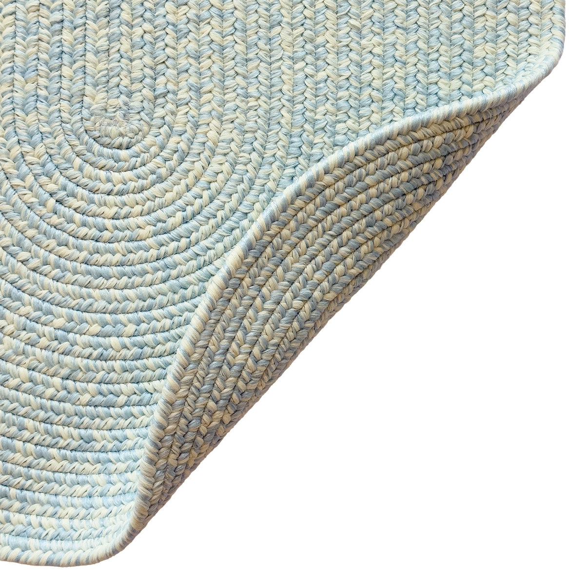Beach Barn Tweed Baby Blue Braided Rug Oval image