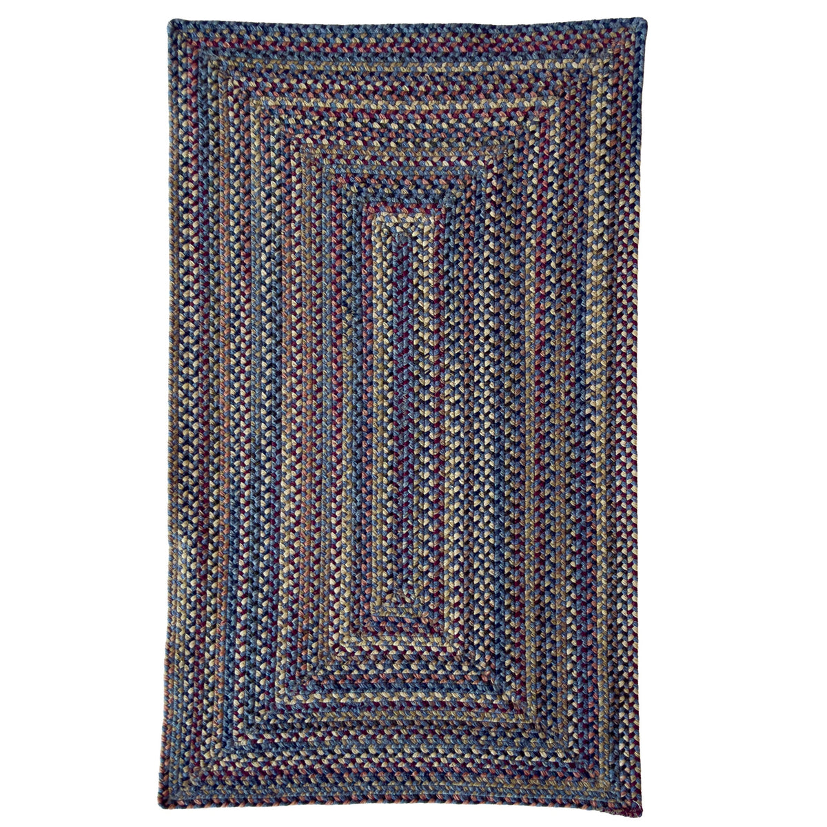 Timber Haven Dark Blue Multi Braided Rug Concentric Rectangle image