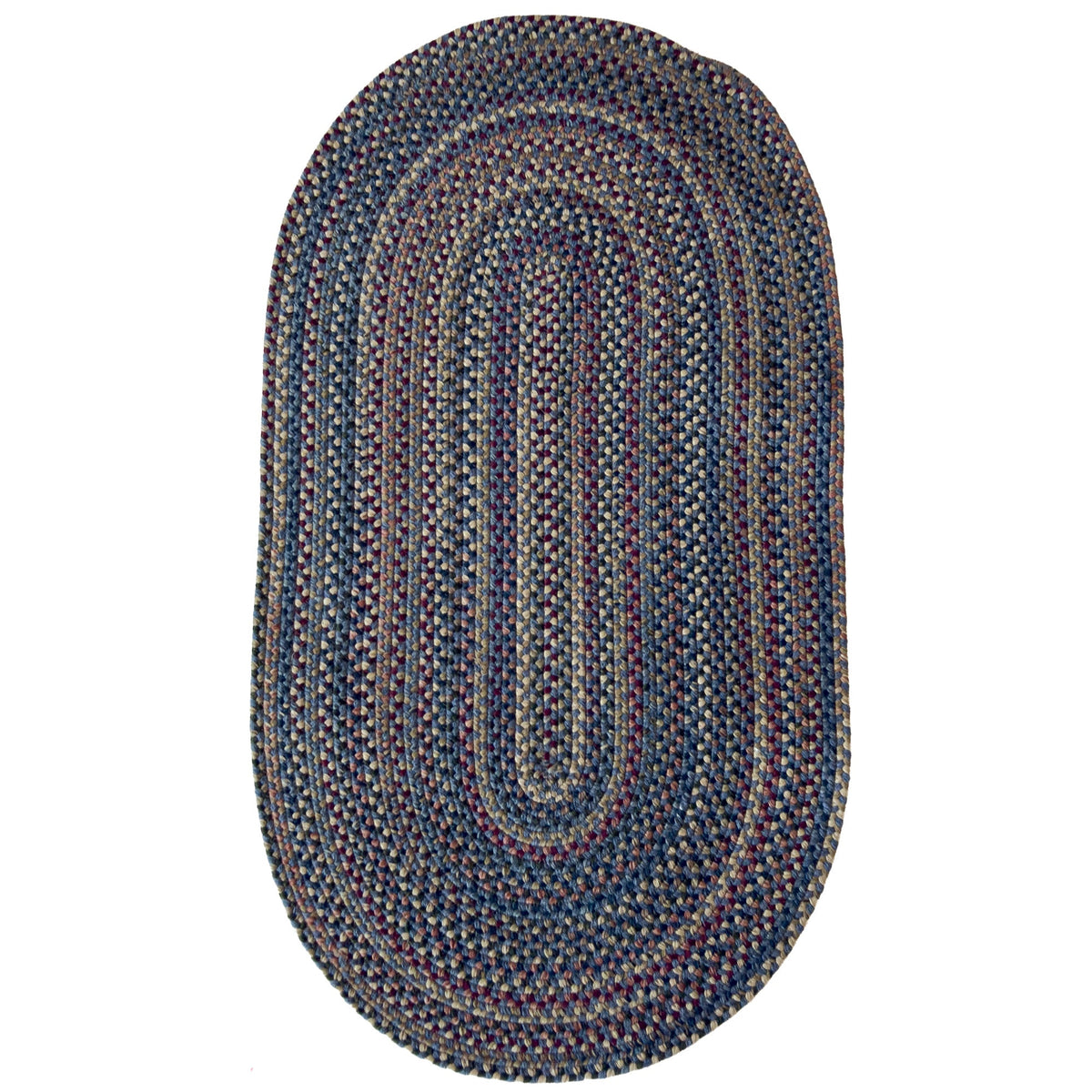 Timber Haven Dark Blue Multi Braided Rug Oval image