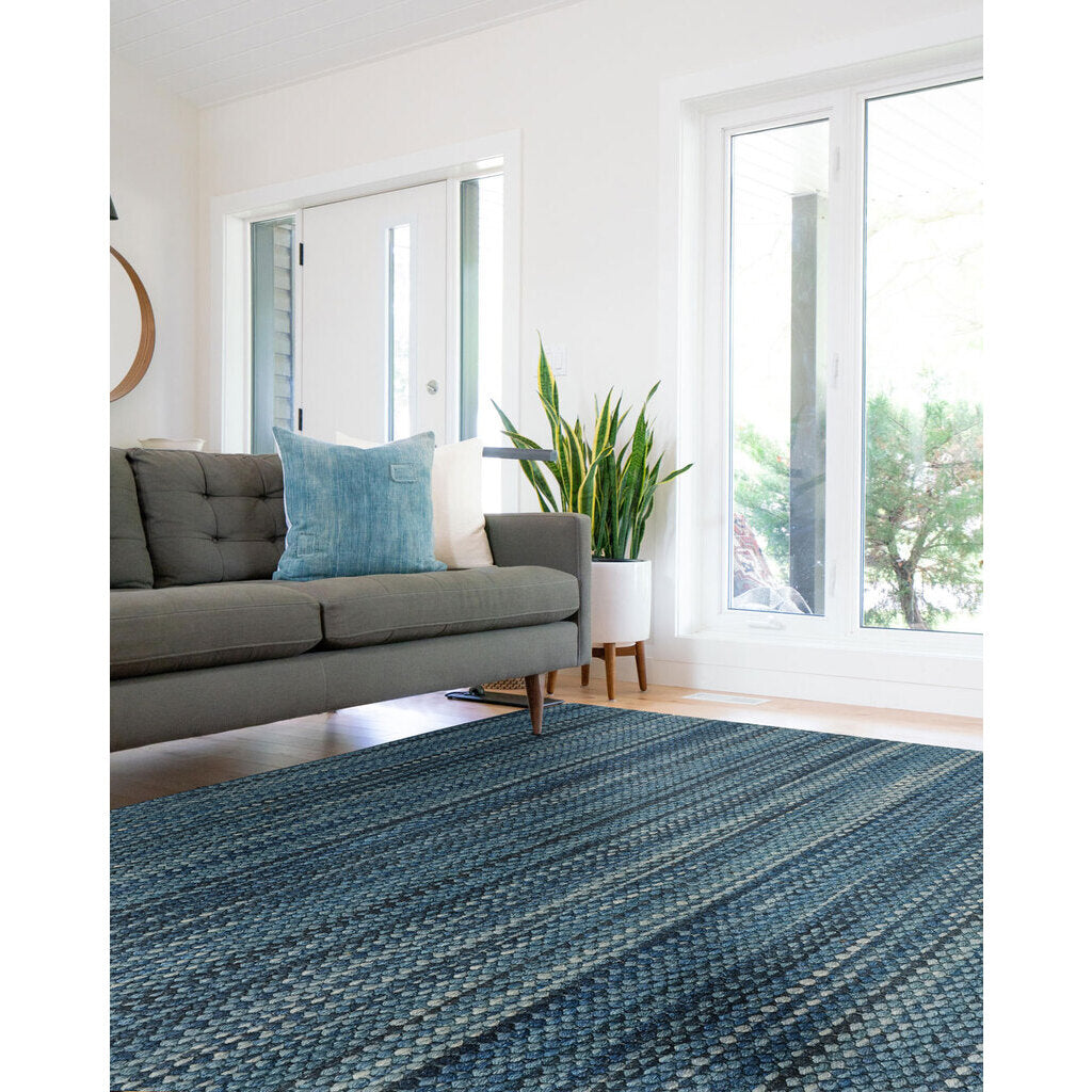 Worthington Lake Blue Flat Woven Rug Vertical Stripe Rectangle image