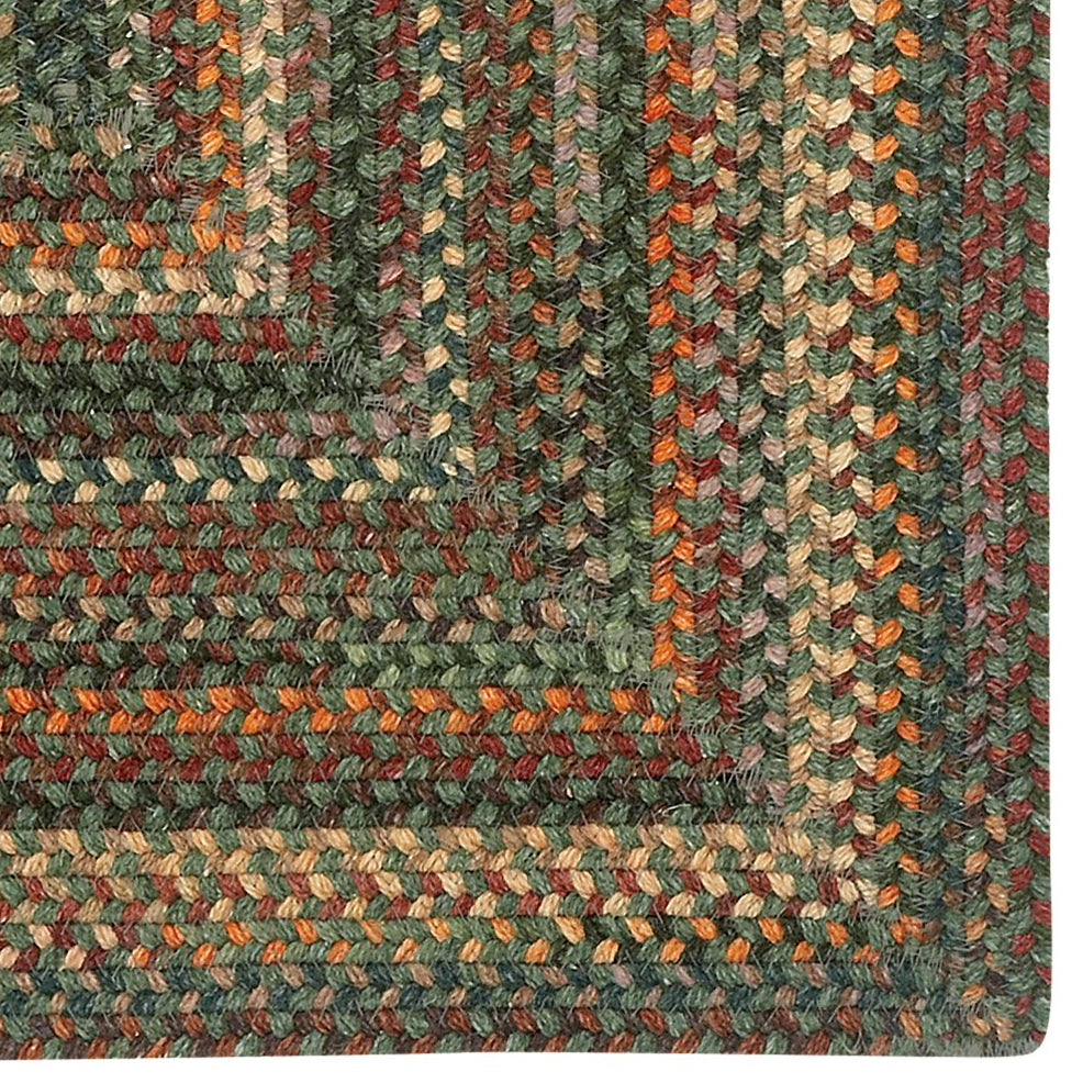 American Classic Green Multi Braided Rug Concentric Rectangle image