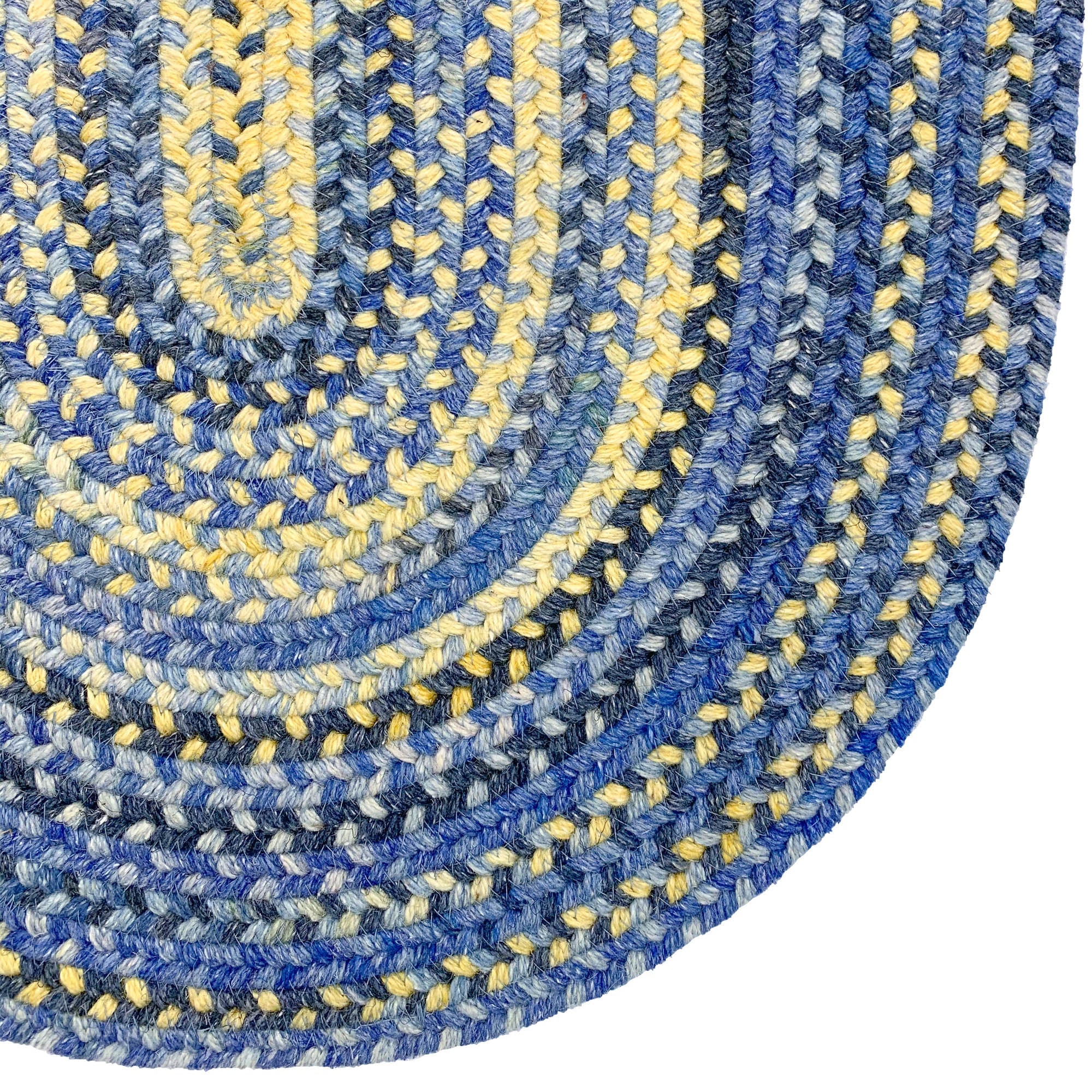 American Classic Blue Yellow Braided Rug Oval image