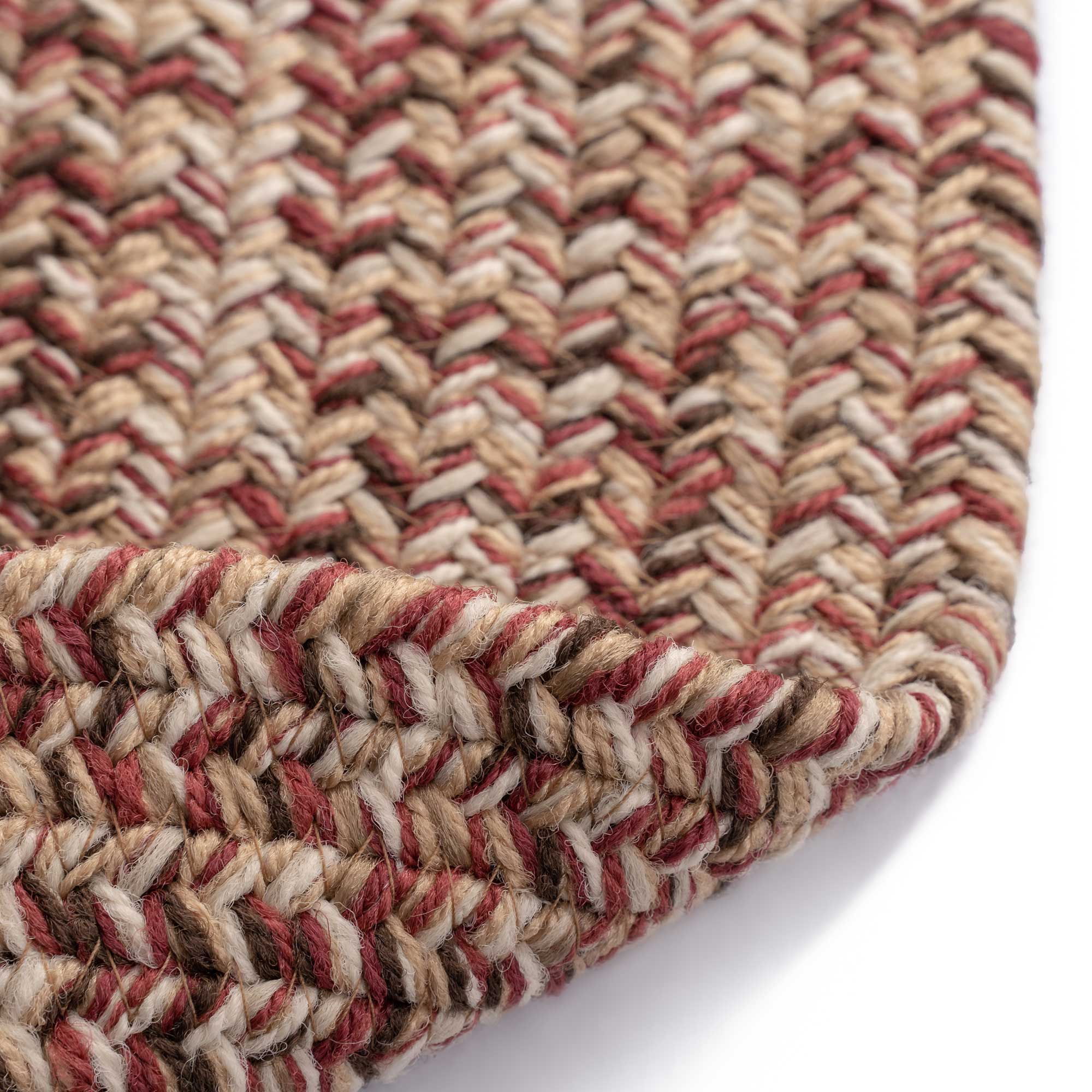 Stockton Medium Red Braided Rug Round image