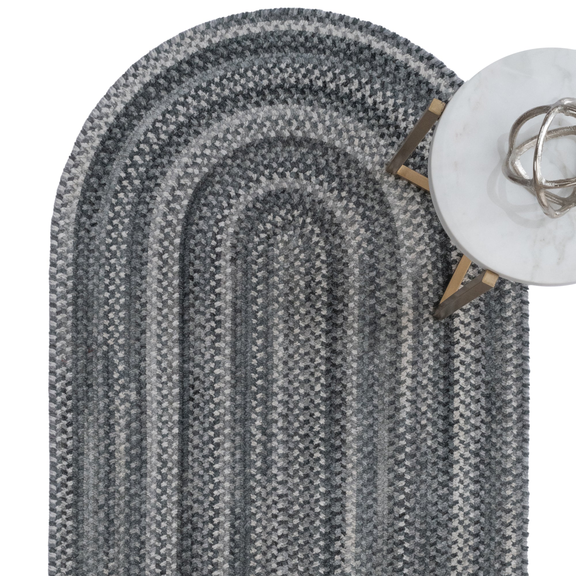 Bambini Cool Gray Braided Rug Oval image