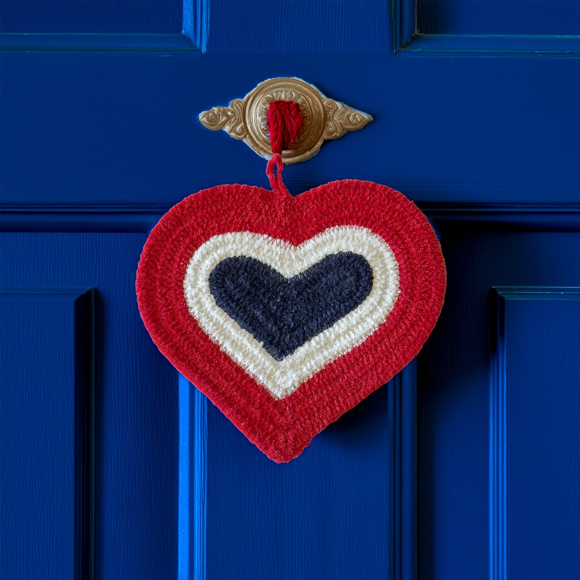 Happy Holidays-America Red White Blue Braided Rug Heartshape image