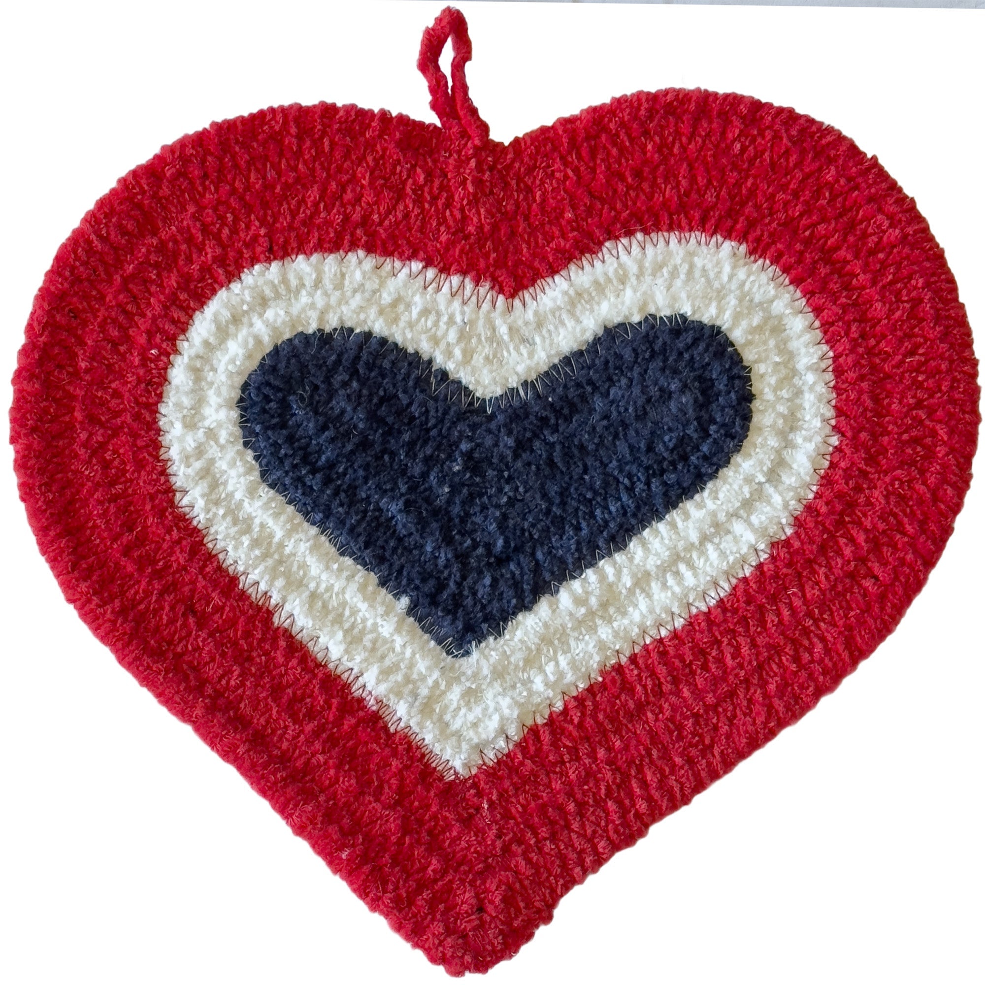 Happy Holidays-America Red White Blue Braided Rug Heartshape image