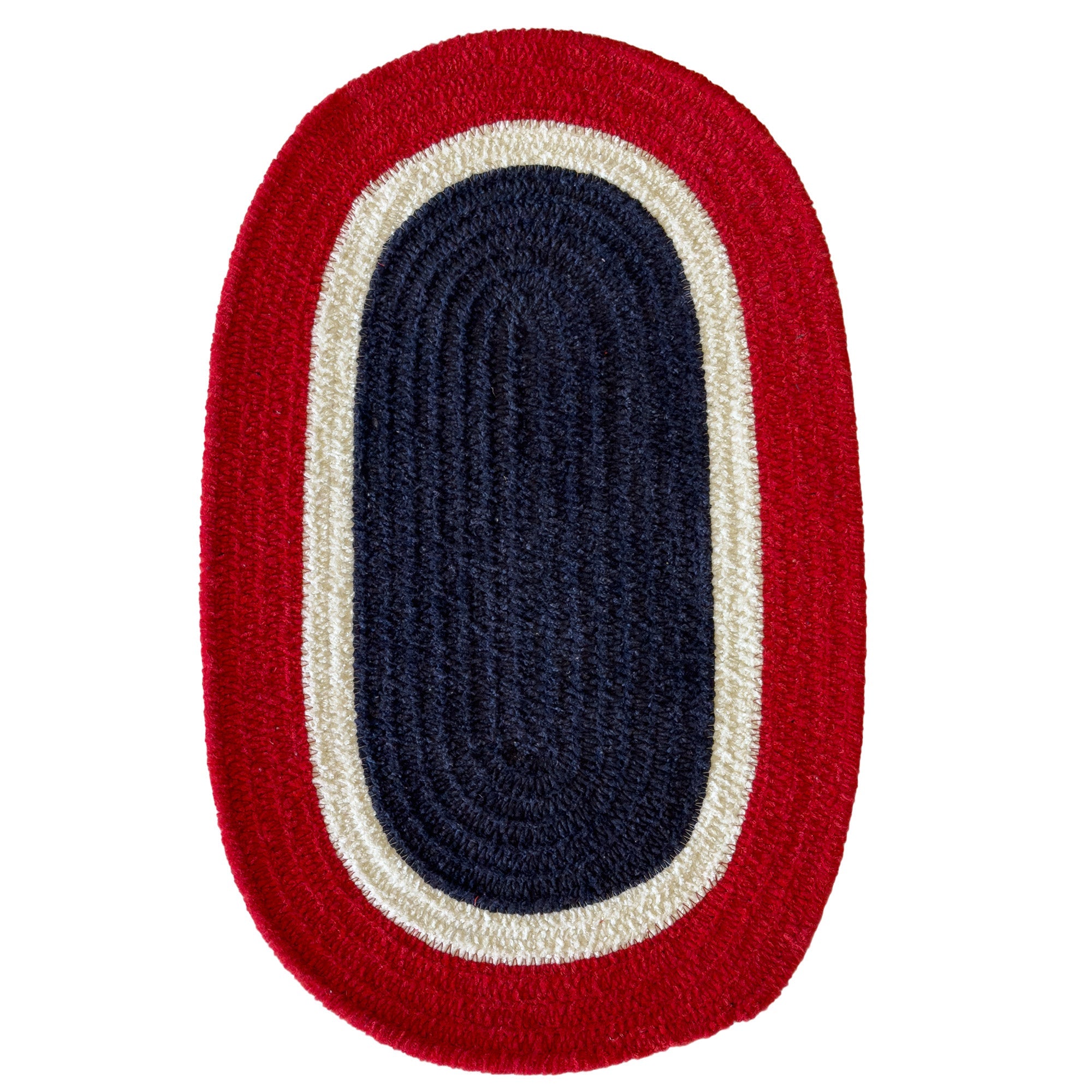 Happy Holidays-America Red White Blue Braided Rug Oval image