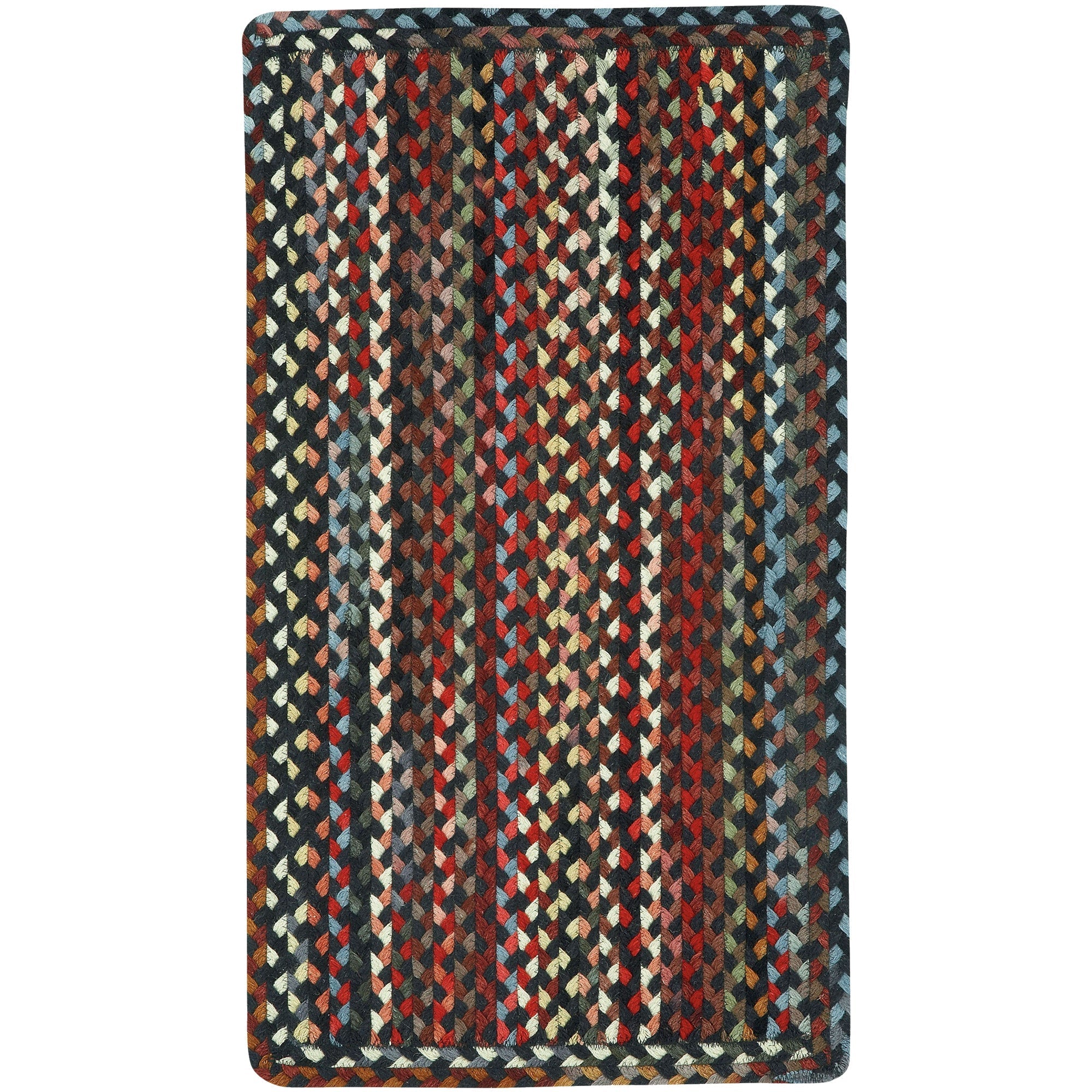 Plymouth Black Braided Rug Vertical Stripe Rectangle image