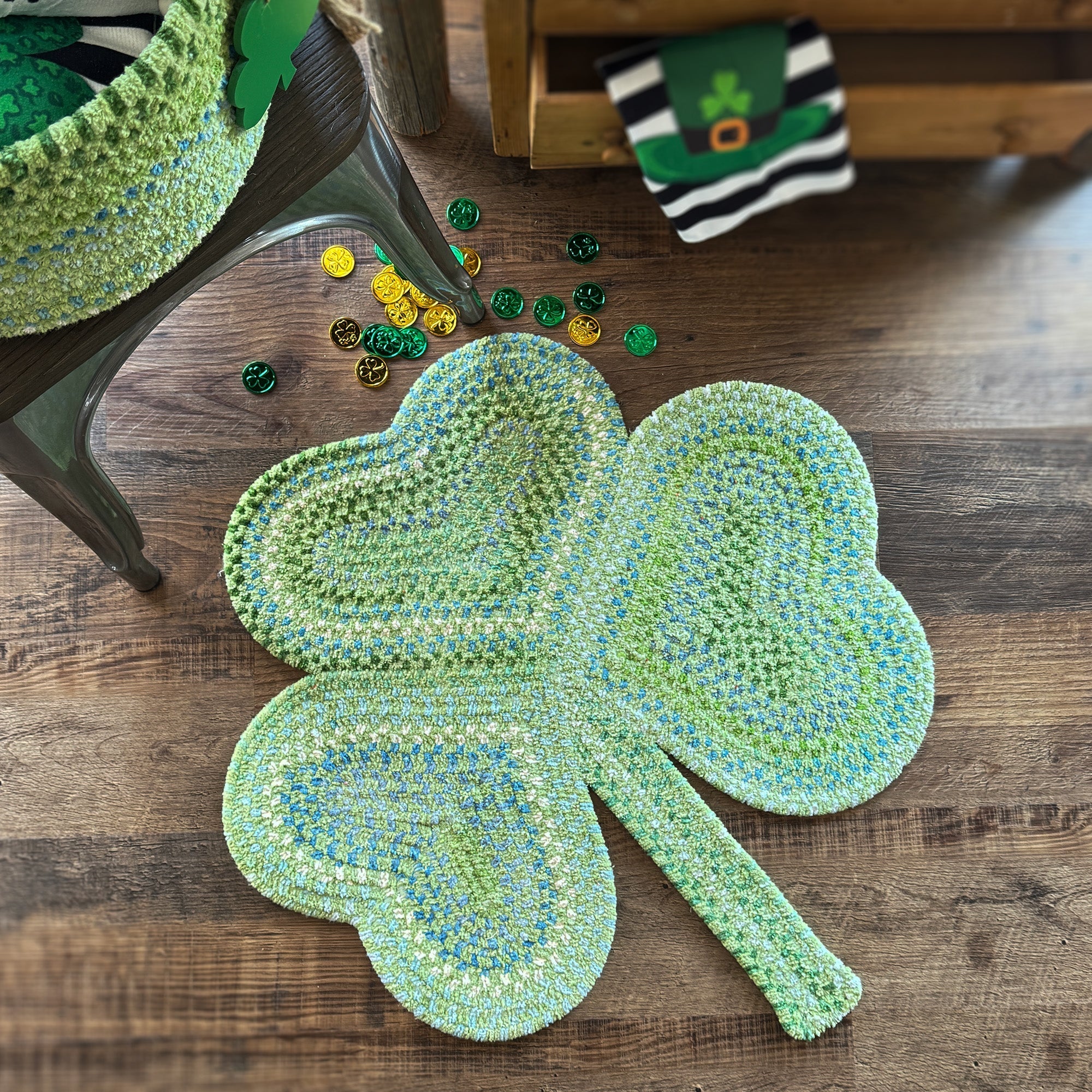 Happy Holidays-St. Patrick's Clover Braided Rug Wedge image
