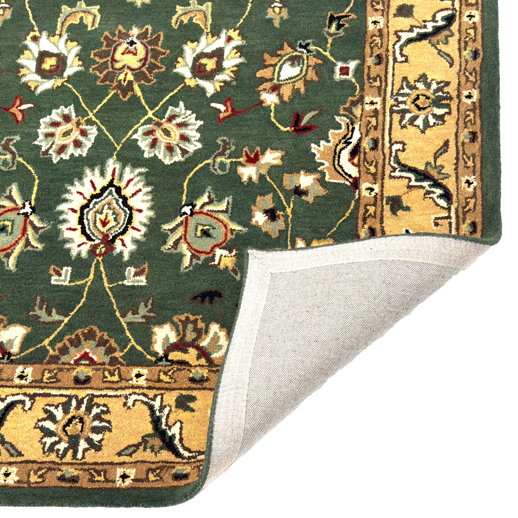 Persia-Keshan Green Gold Hand Tufted Rug Rectangle image