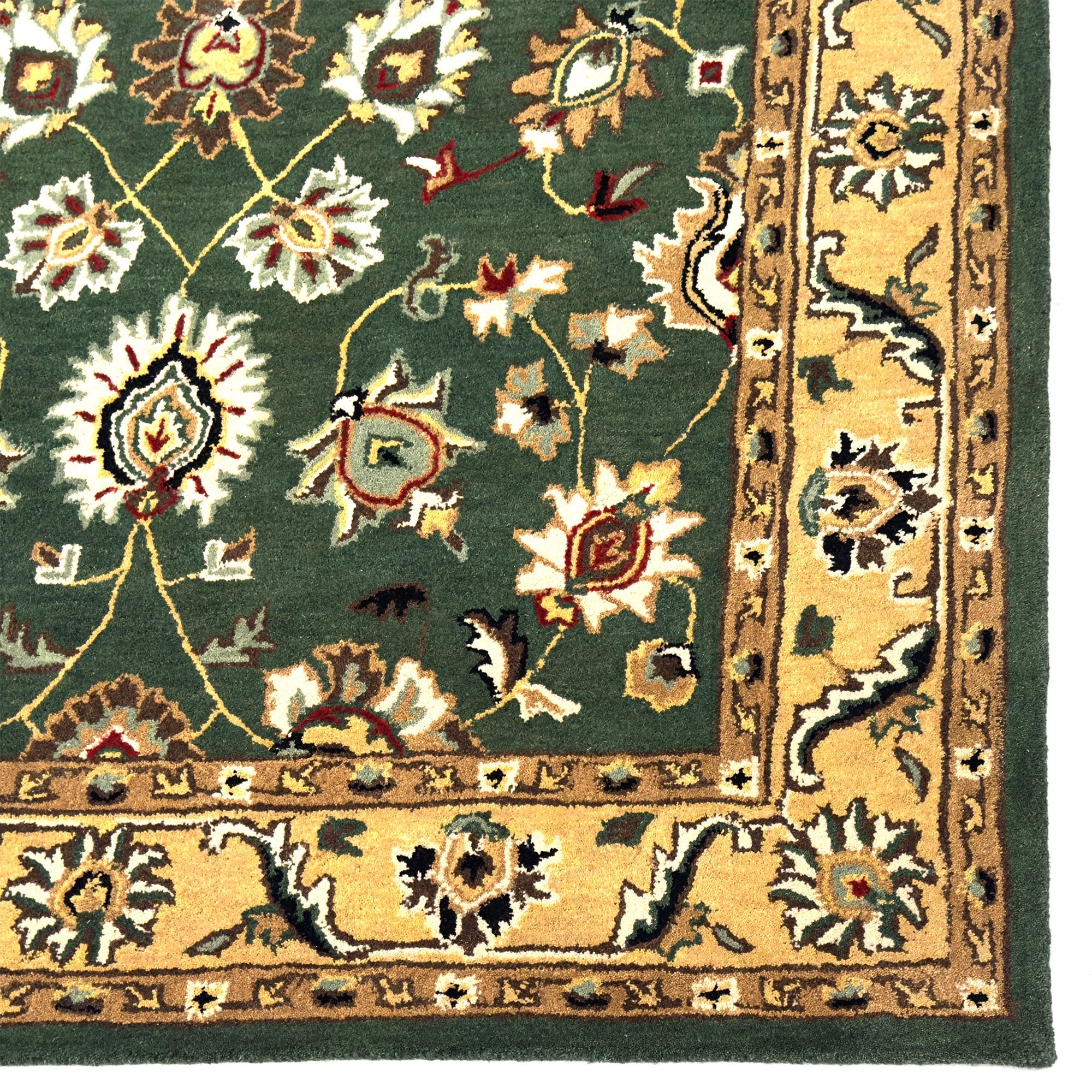 Persia-Keshan Green Gold Hand Tufted Rug Rectangle image