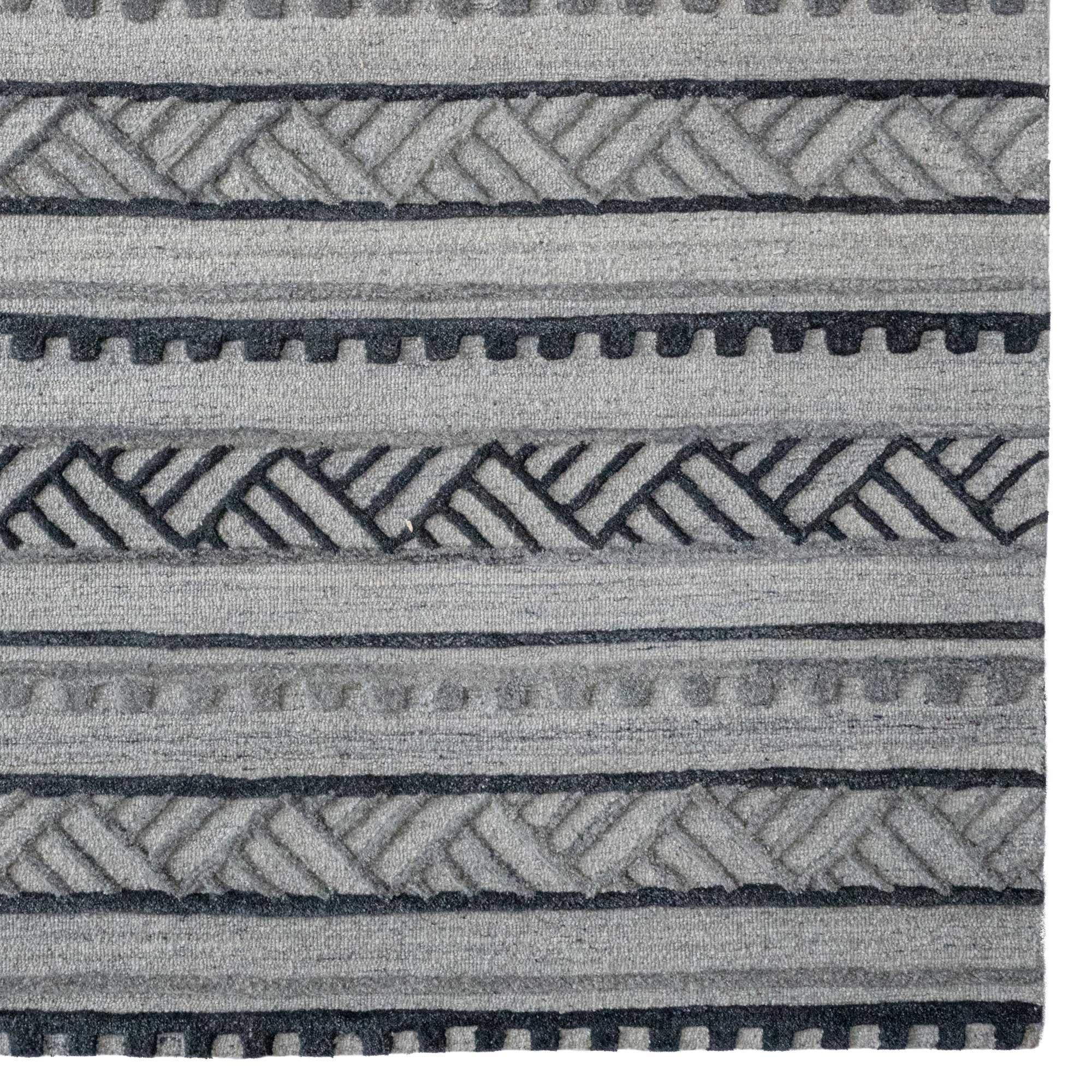 Criss-Cross Graphite Hand Tufted Rug Rectangle image