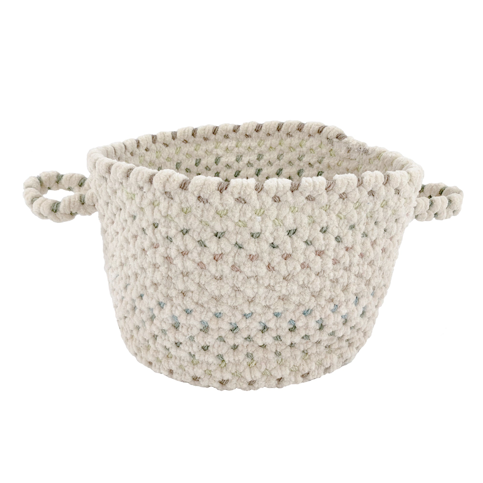 Dramatic Static Cyber White Braided Rug Basket image