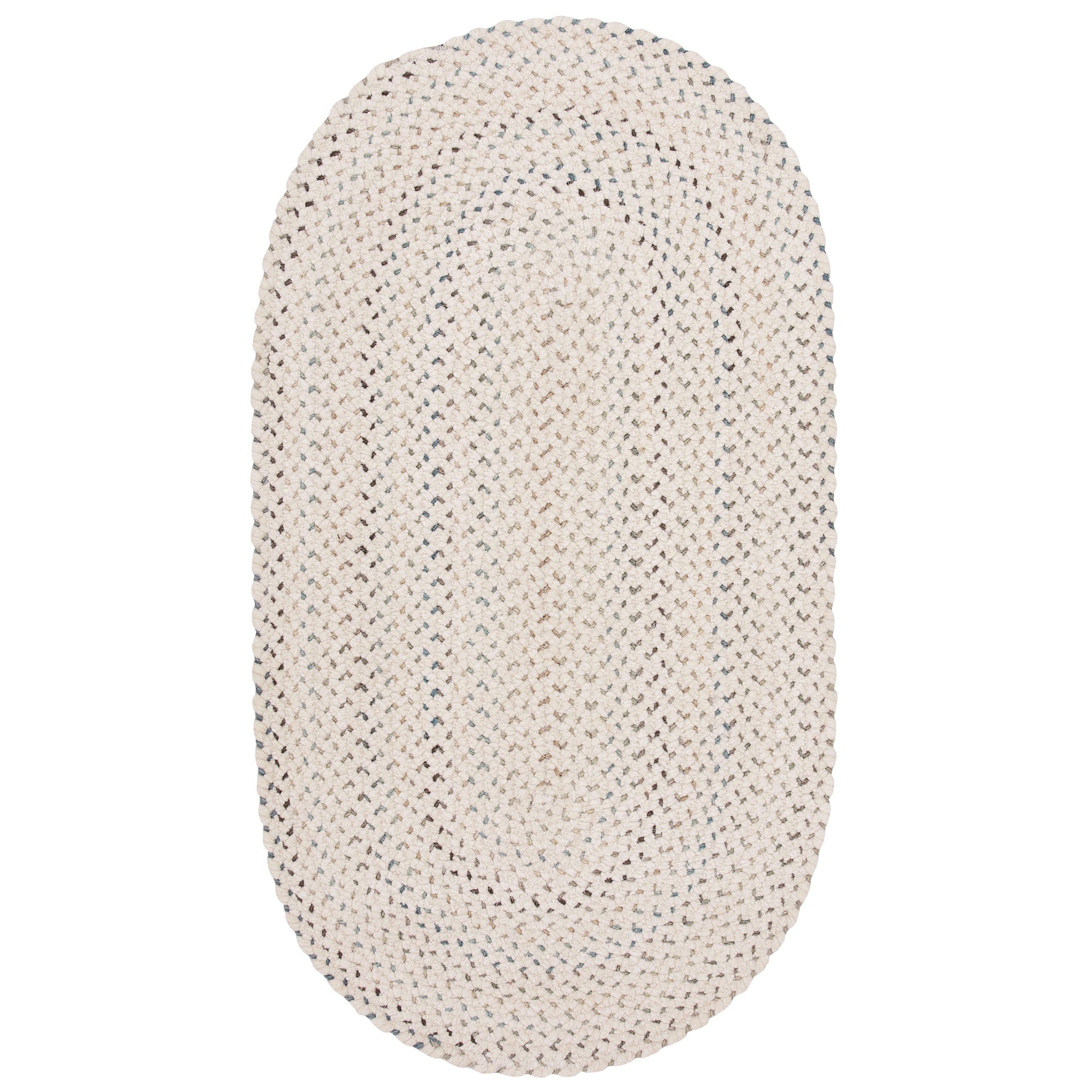 Dramatic Static Cyber White Braided Rug Oval image