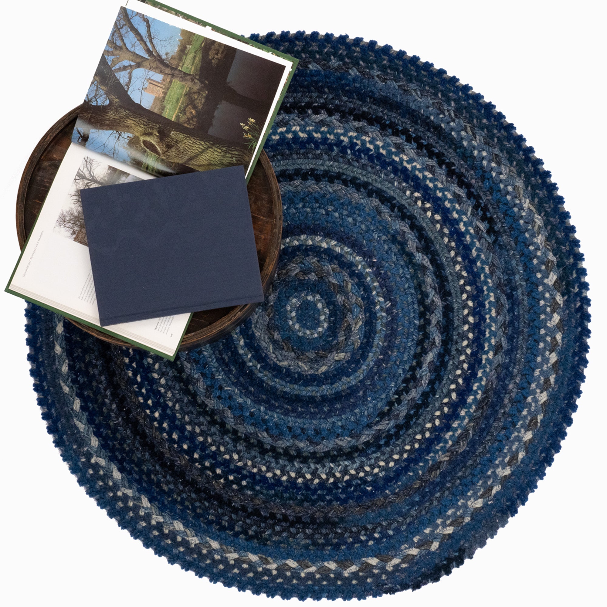 Bayview Twilight Blue Braided Rug Round image