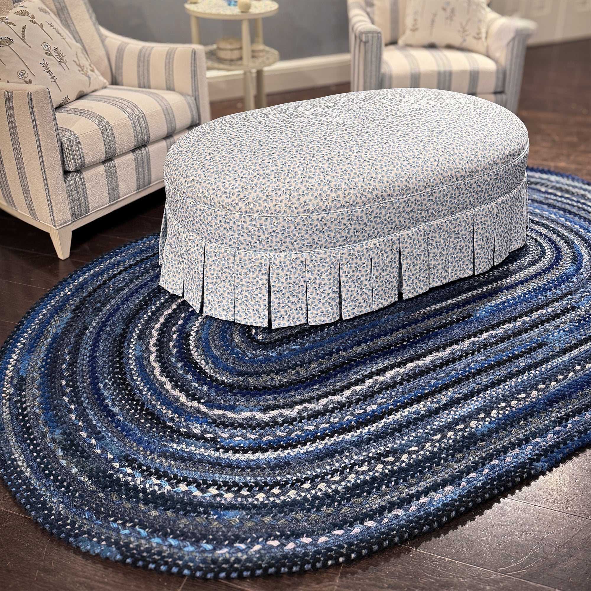 Bayview Twilight Blue Braided Rug Oval image