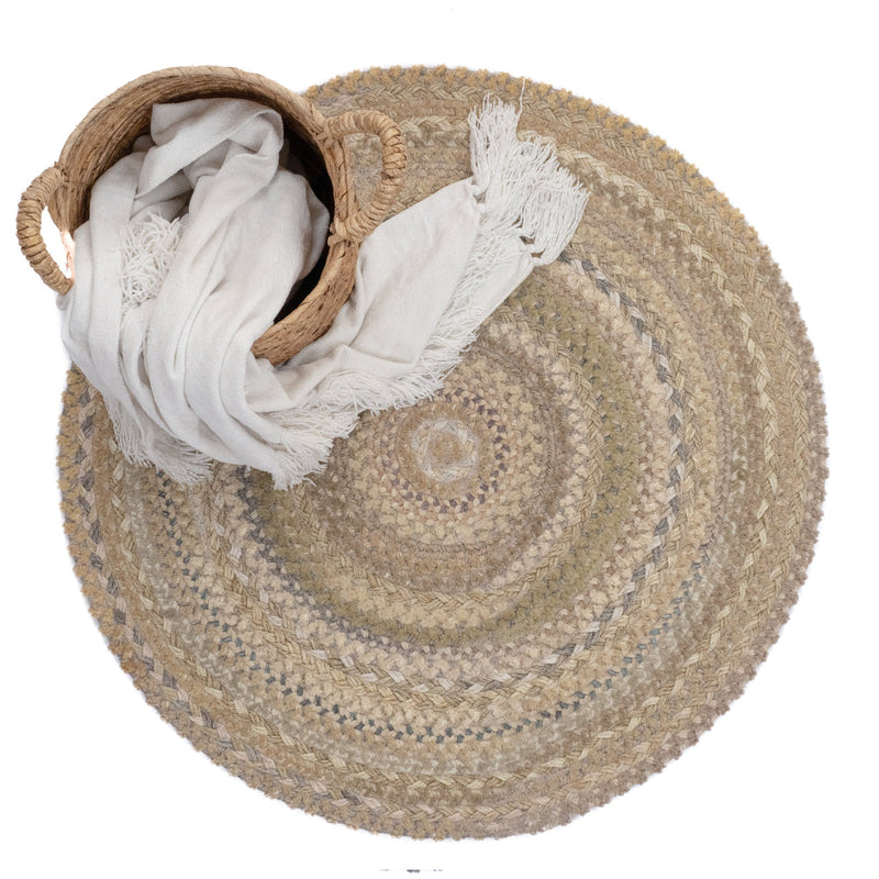 Bayview Neutral Braided Rug Round Roomshot image