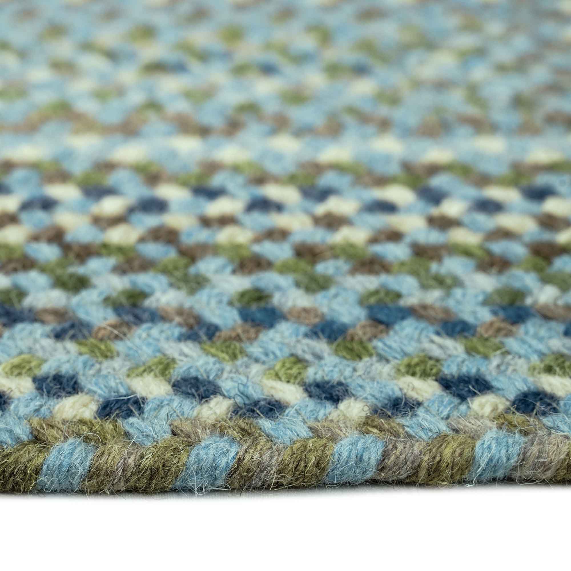 Homecoming Sky Blue Braided Rug Concentric Rectangle image