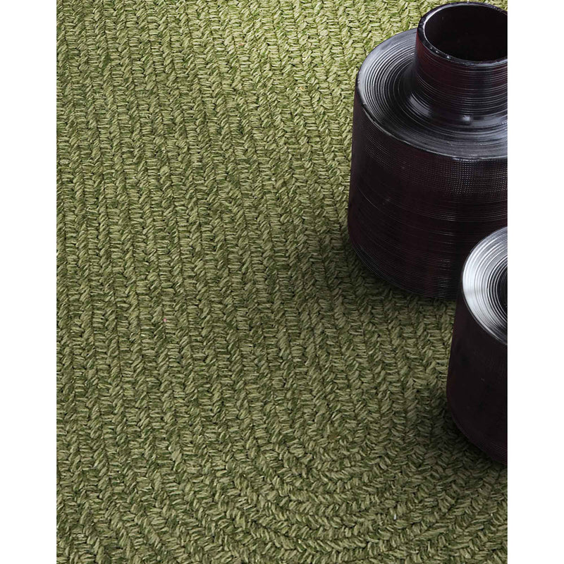 Heathered Sage Green Braided Rug Oval Roomshot image