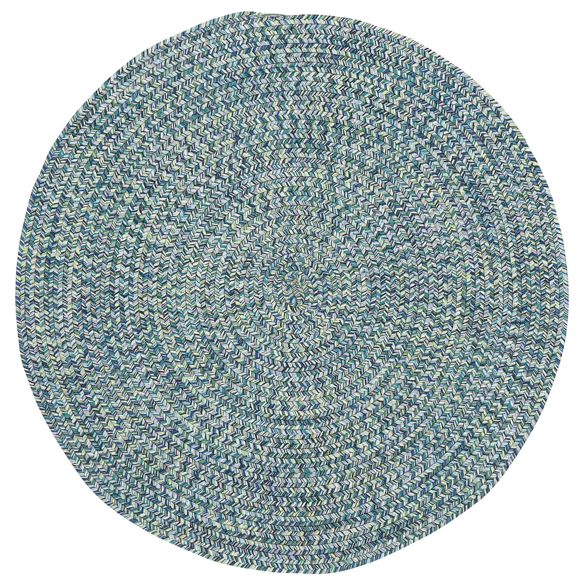 Sea Glass Ocean Blue Braided Rug Oval image
