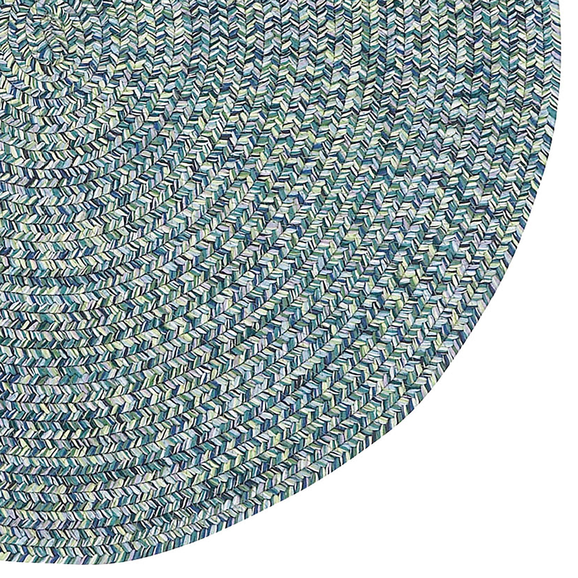 Sea Glass Ocean Blue Braided Rug Round image