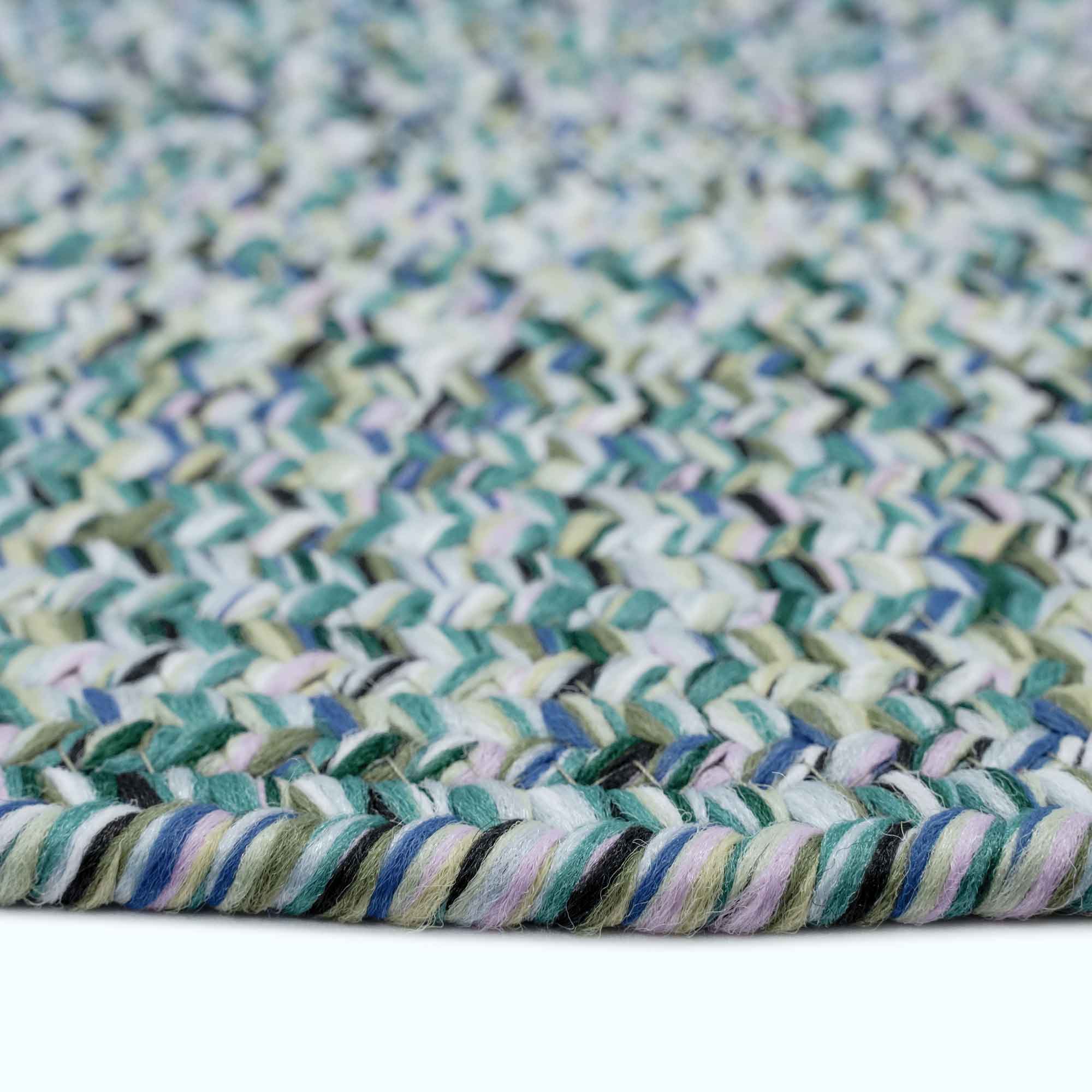 Sea Glass Ocean Blue Braided Rug Round image