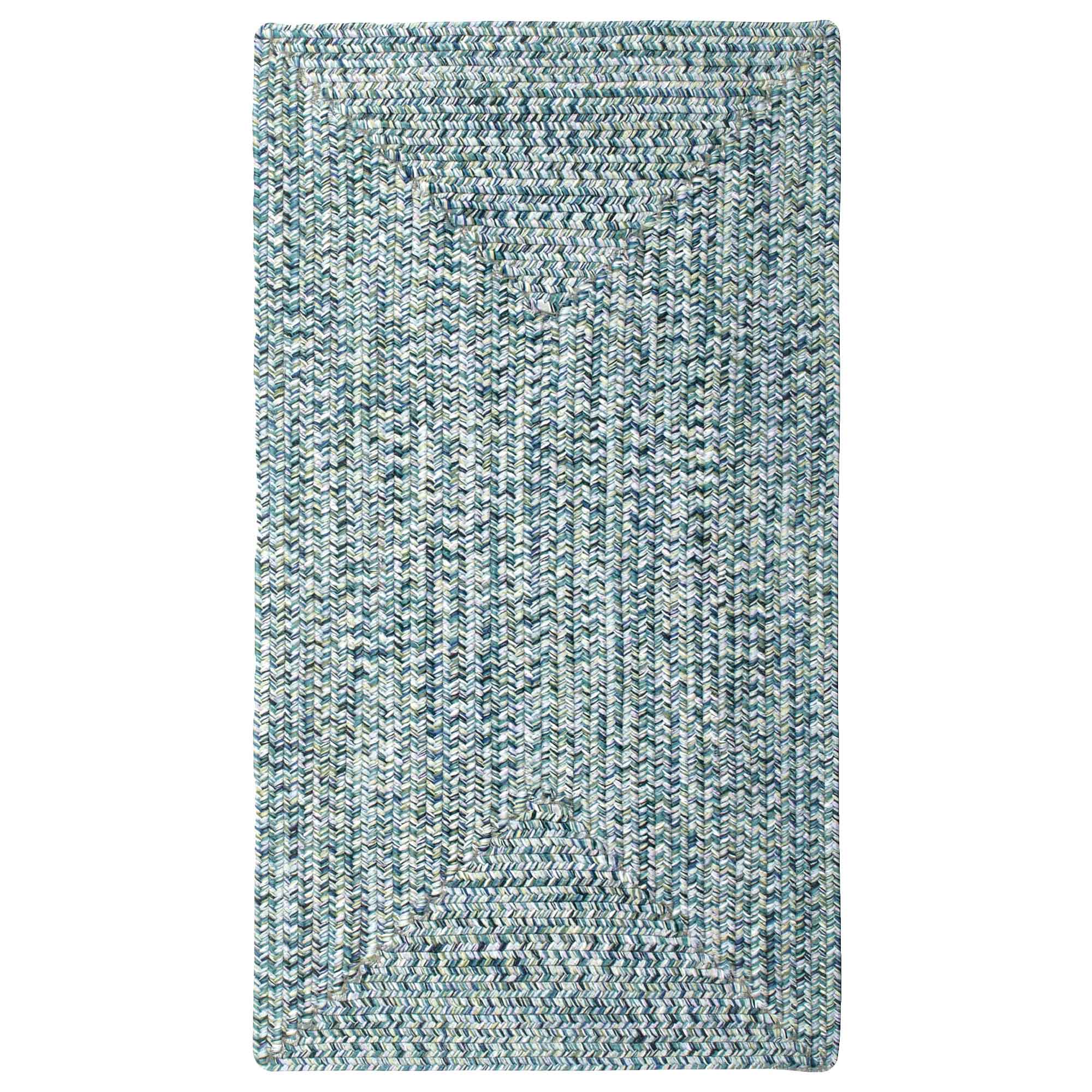 Sea Glass Ocean Blue Braided Rug Concentric Rectangle image