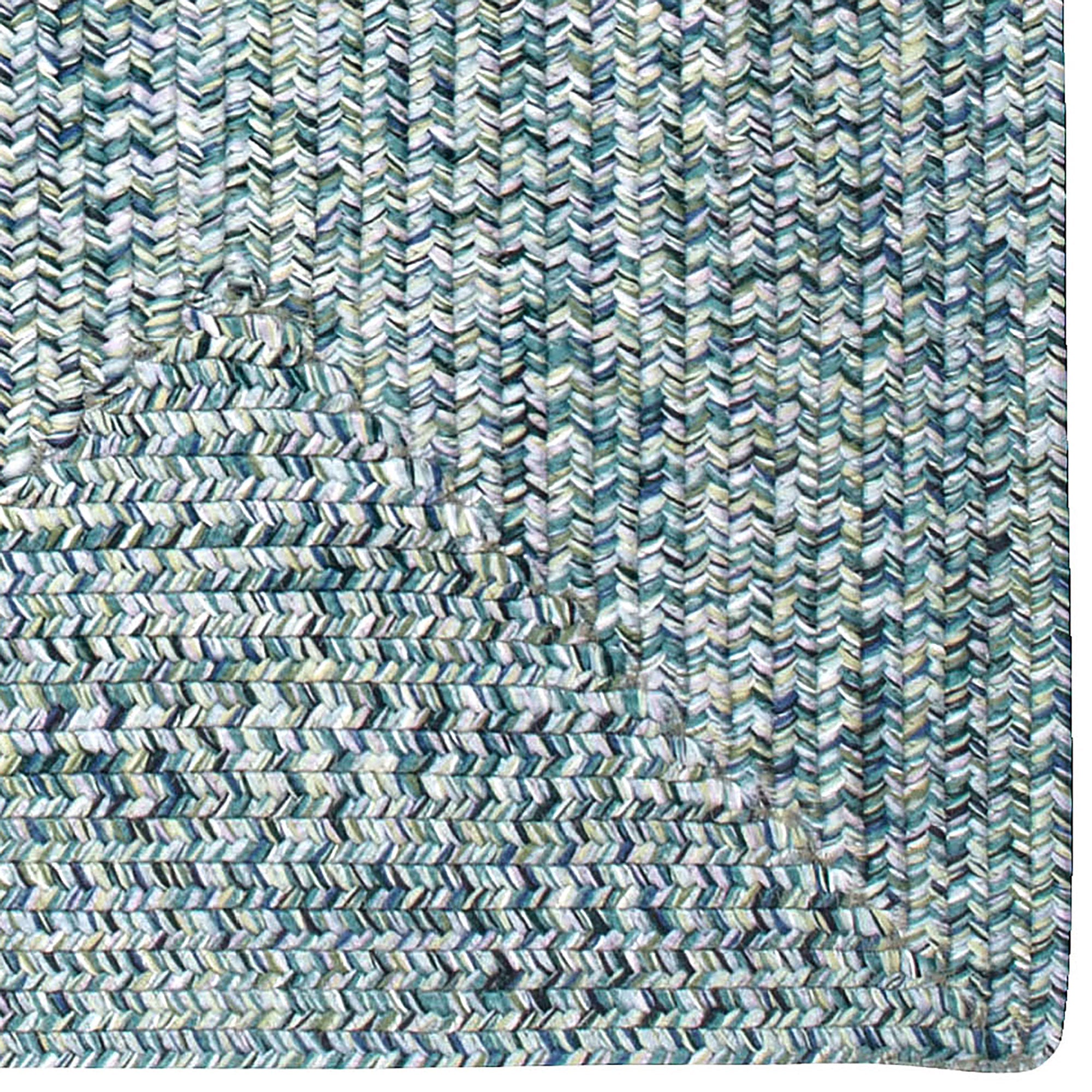 Sea Glass Ocean Blue Braided Rug Concentric Rectangle image