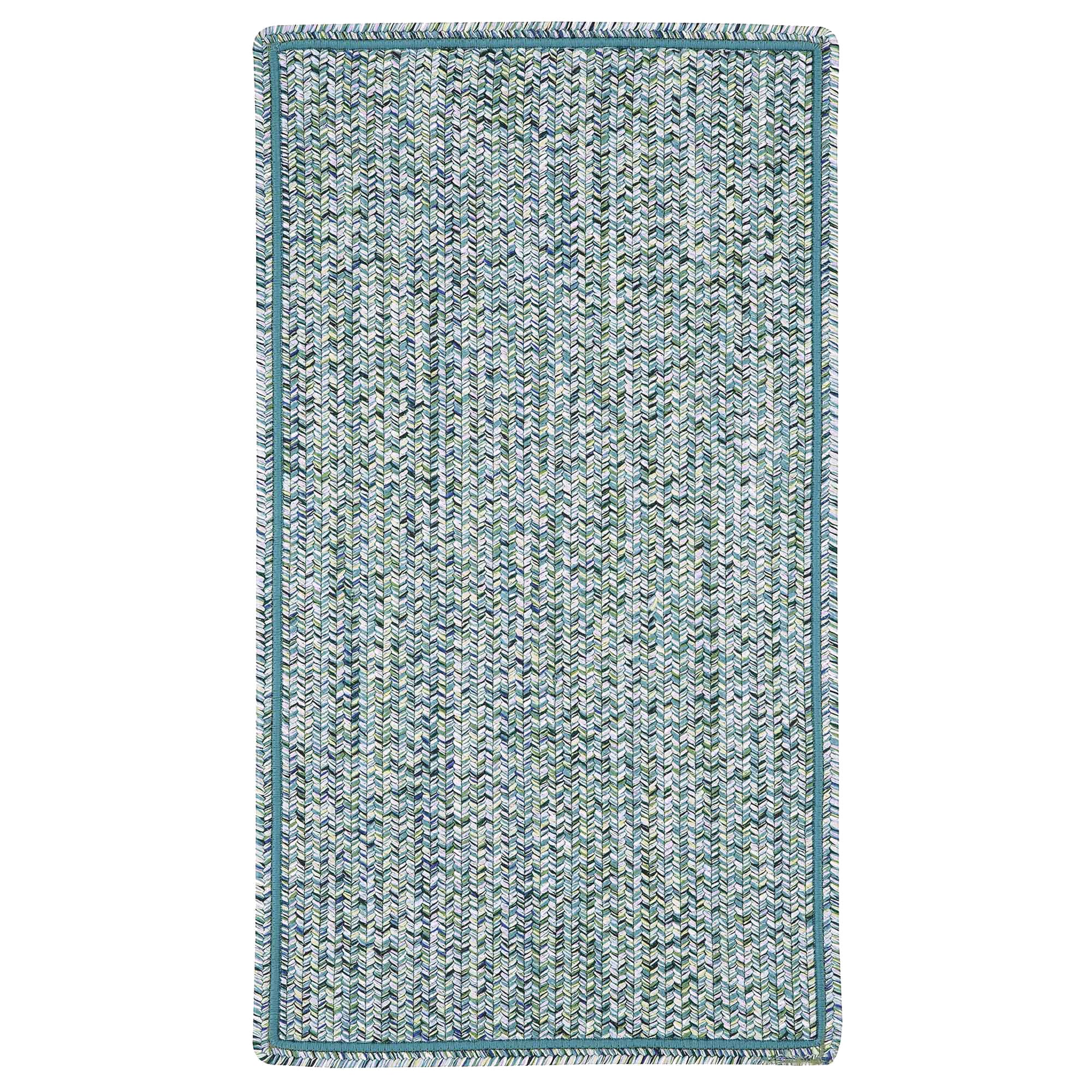 Sea Glass Ocean Blue Braided Rug Vertical Stripe Rectangle image