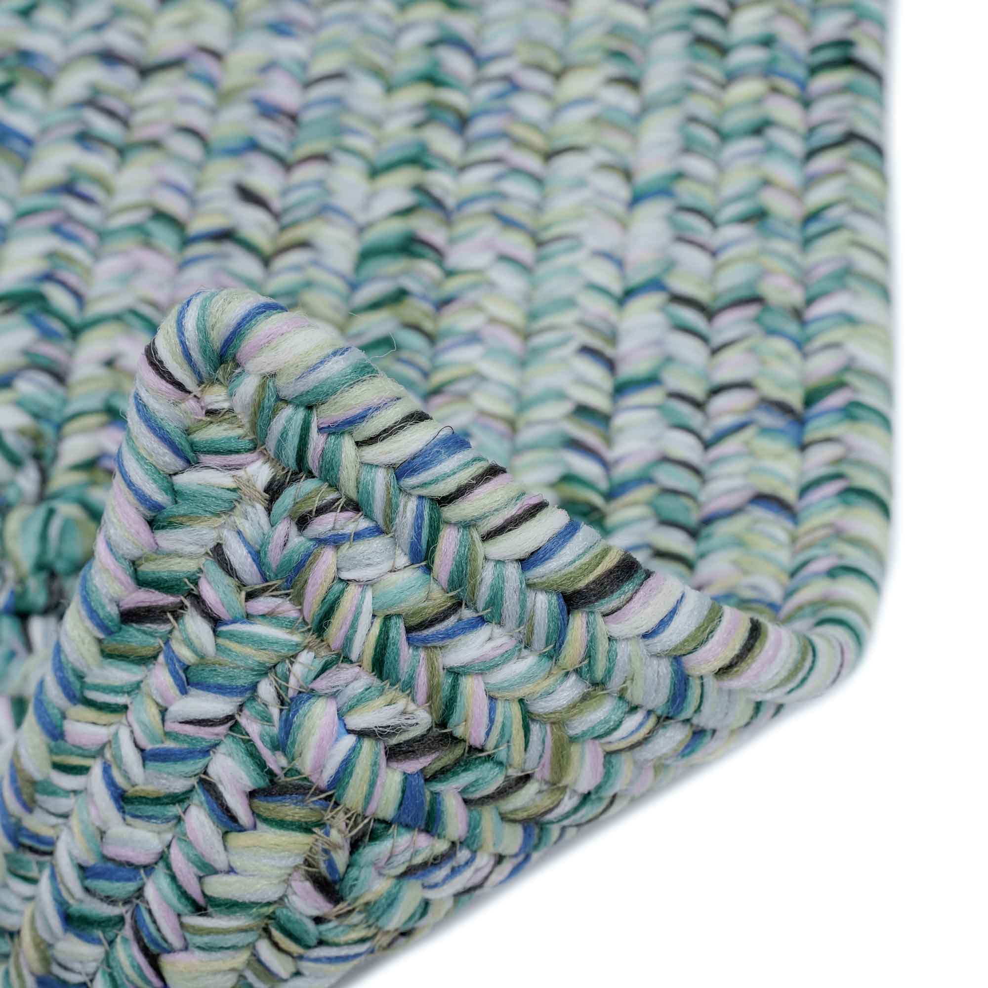 Sea Glass Ocean Blue Braided Rug Vertical Stripe Rectangle image