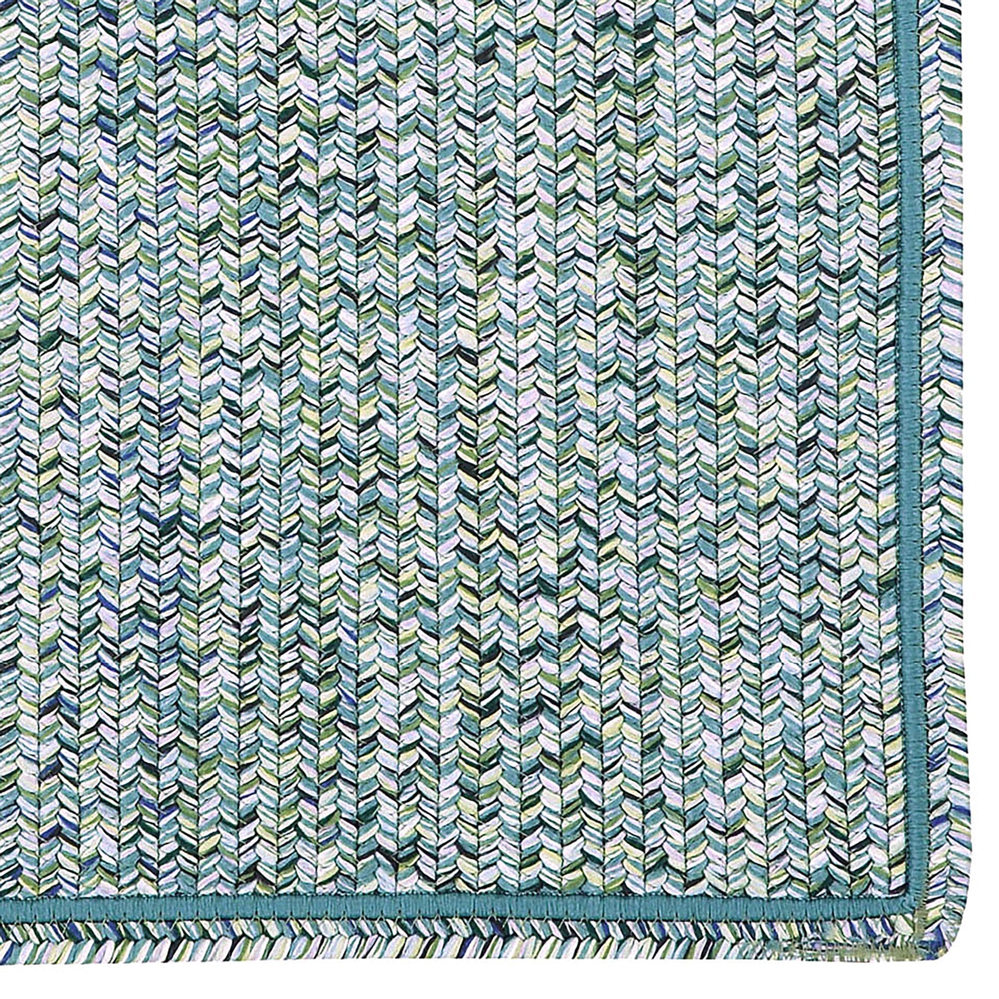 Sea Glass Ocean Blue Braided Rug Vertical Stripe Rectangle image