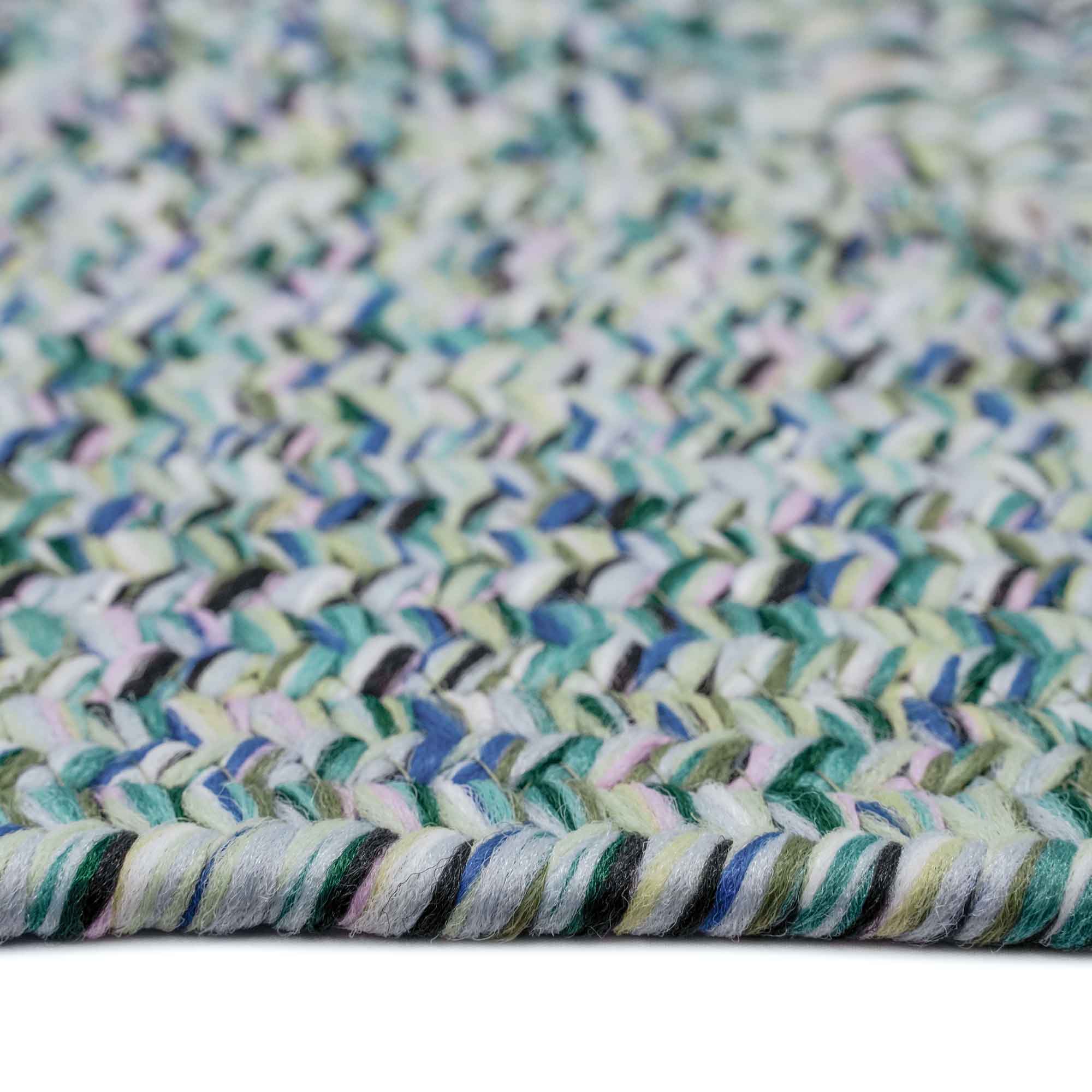 Sea Glass Ocean Blue Braided Rug Vertical Stripe Rectangle image