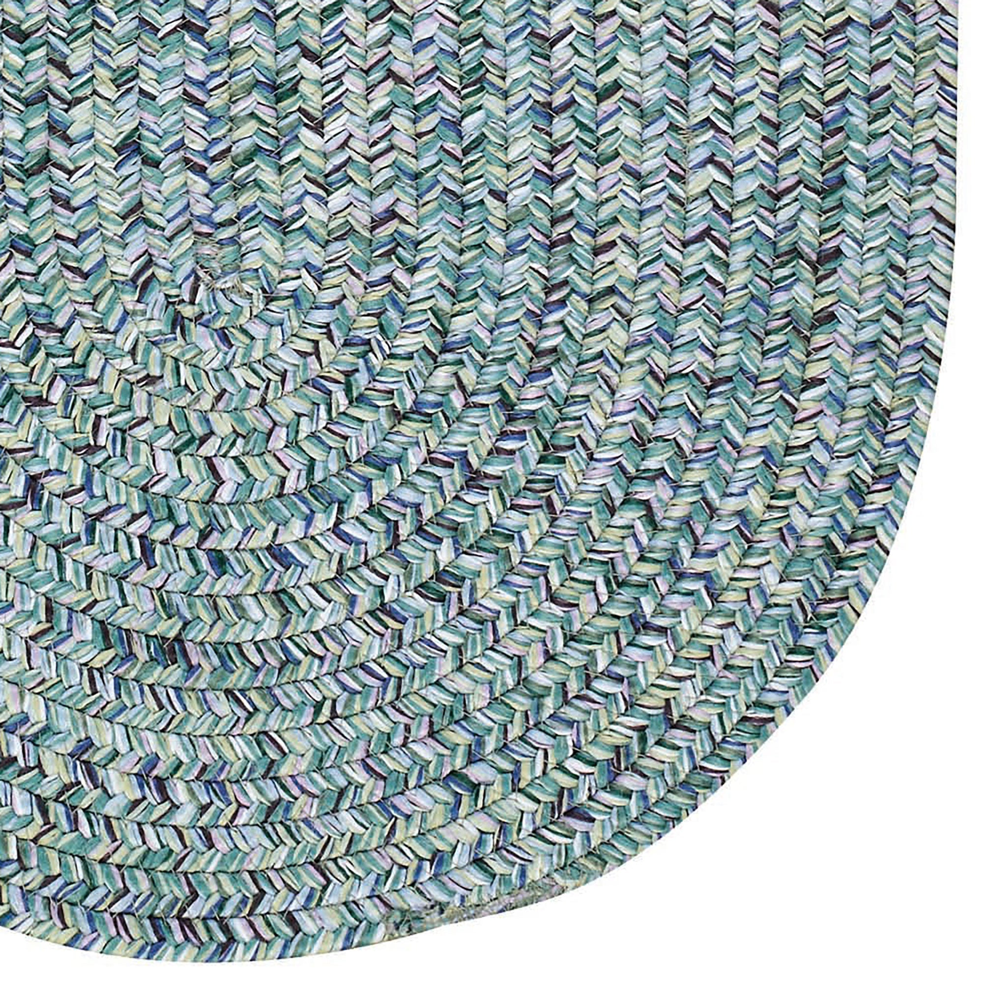 Sea Glass Ocean Blue Braided Rug Oval image