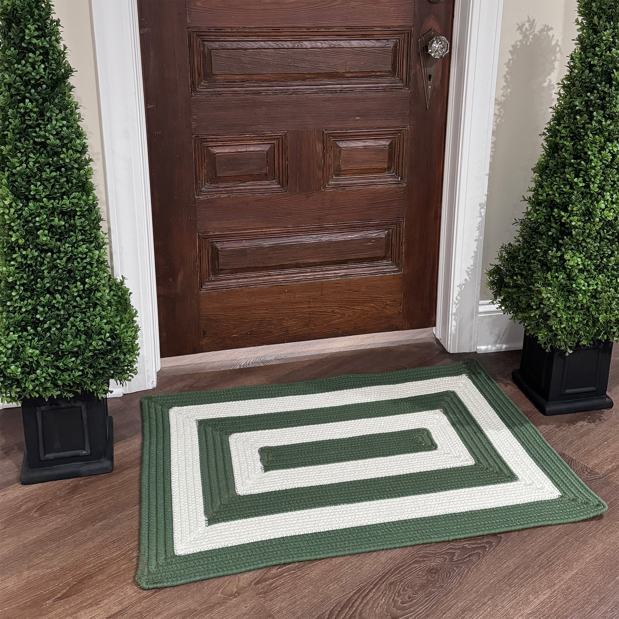 Timeless Avocado Braided Rug Concentric Rectangle image