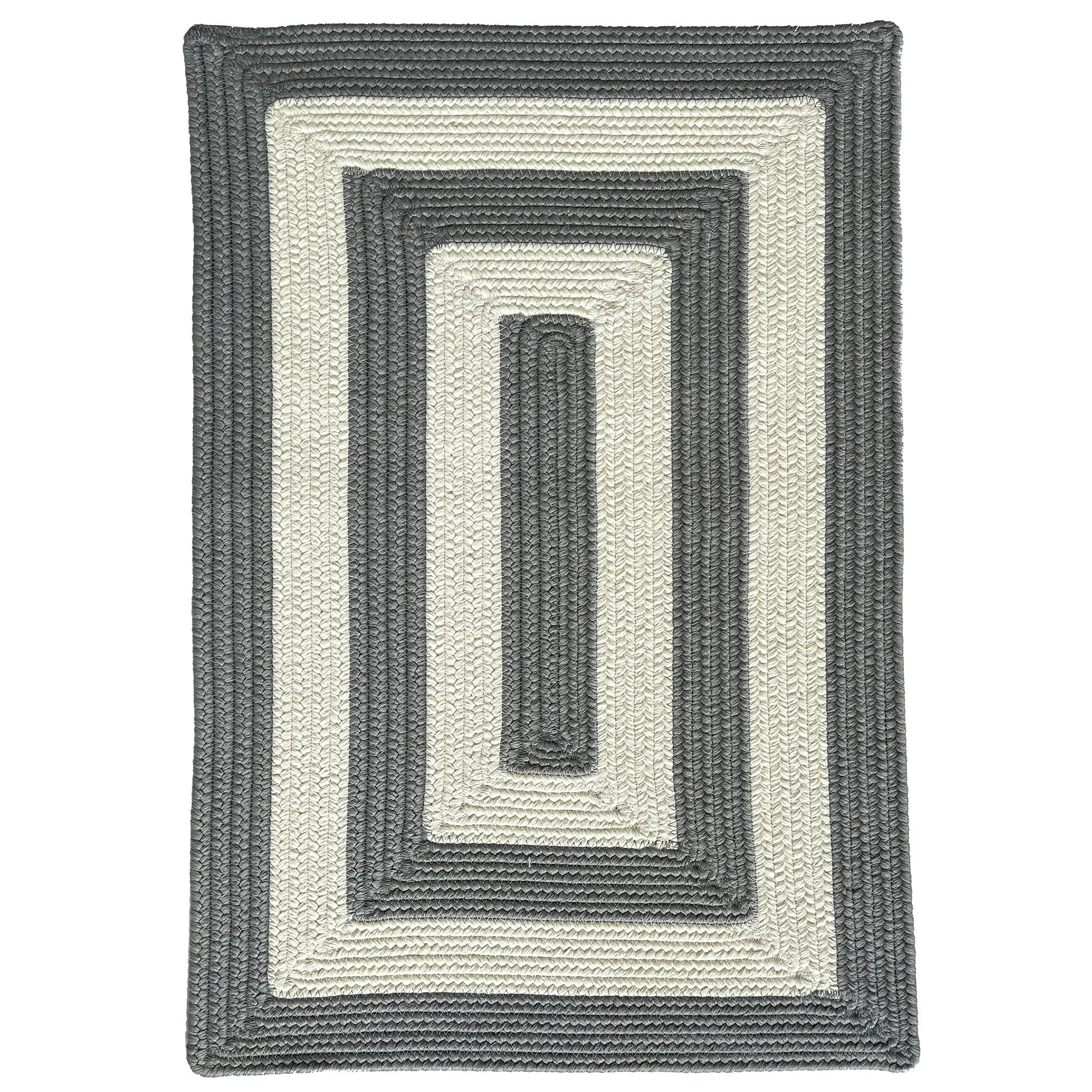 Timeless Gray Braided Rug Concentric Rectangle image