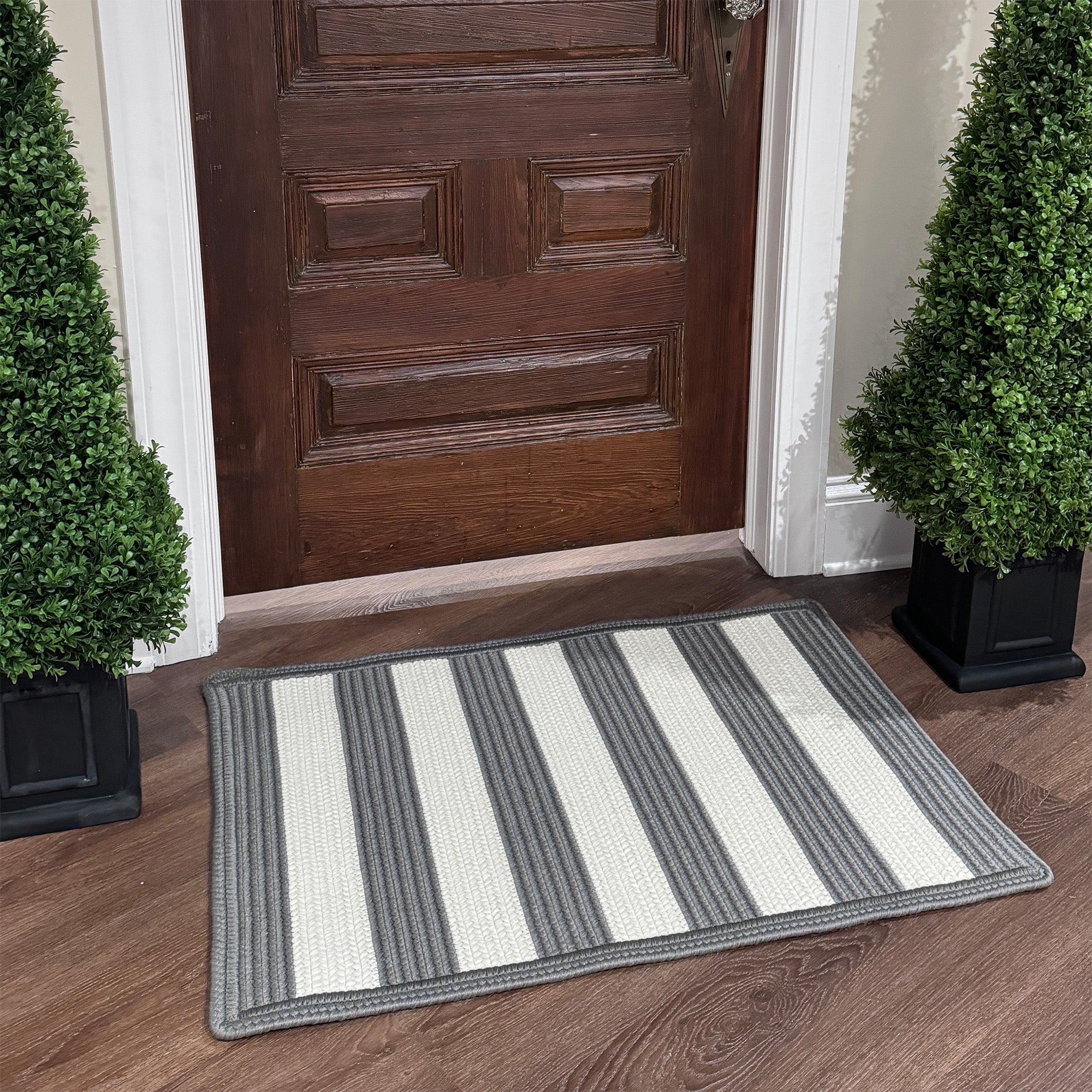 Timeless Gray Braided Rug Cross Sewn Rectangle image