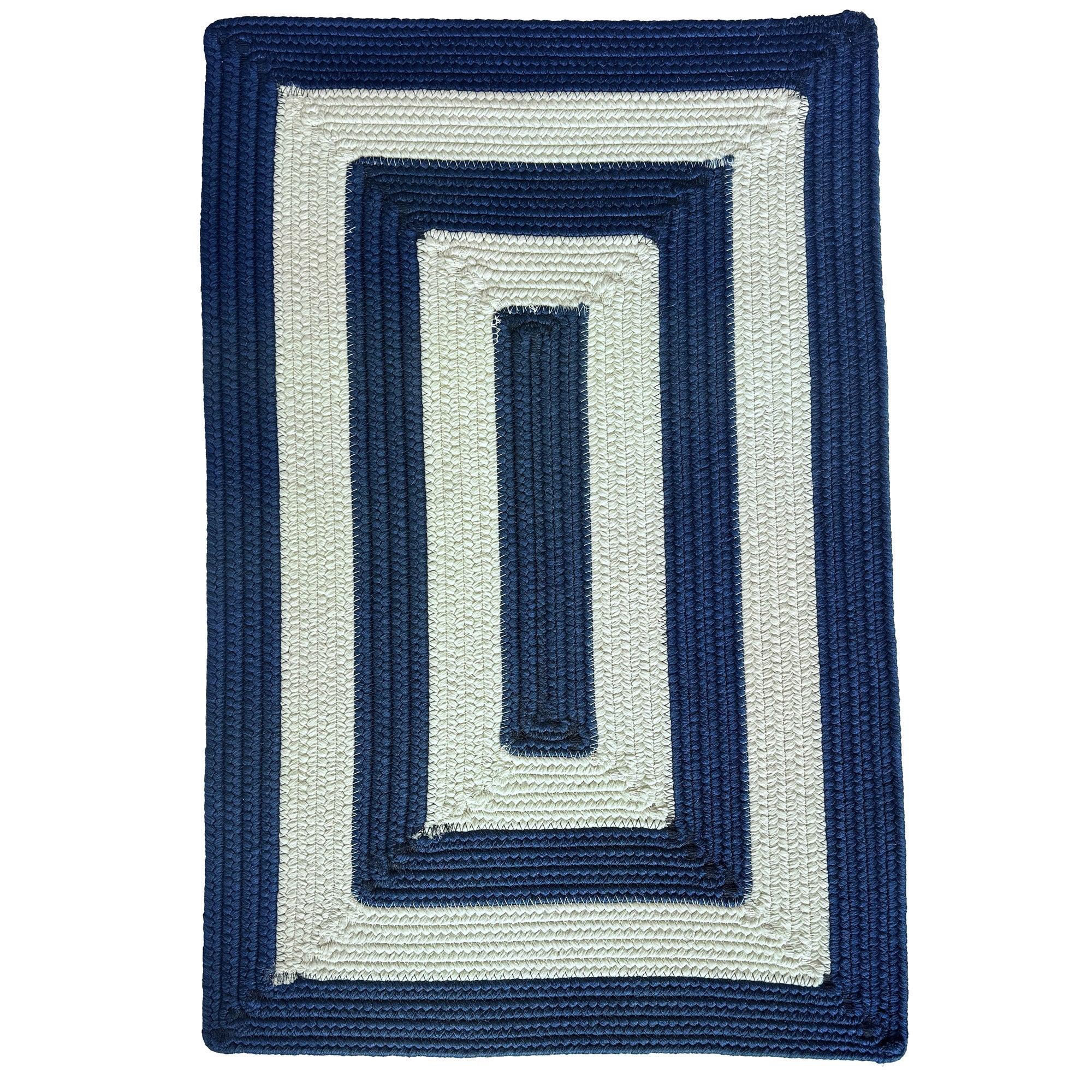 Timeless Navy Braided Rug Concentric Rectangle image