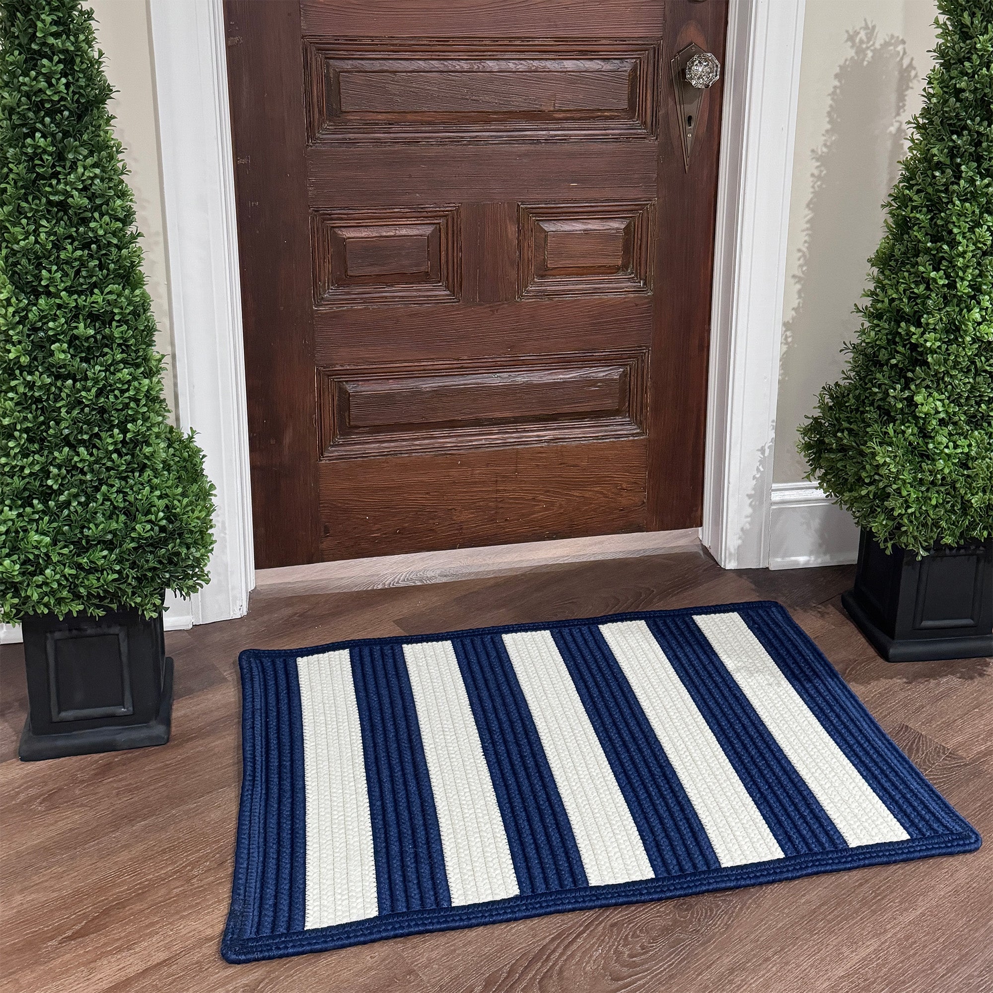 Timeless Navy Braided Rug Cross Sewn Rectangle image