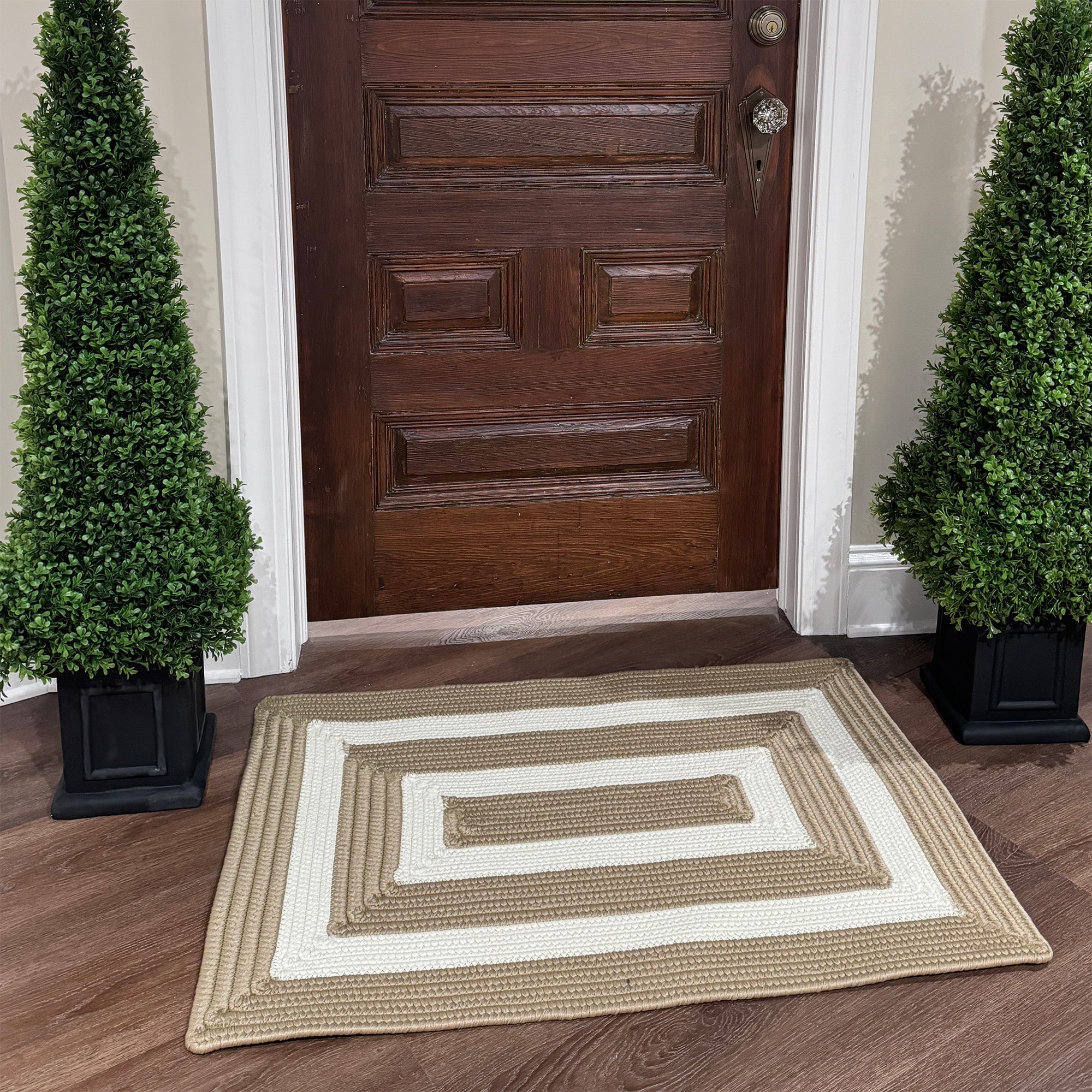 Timeless Camel Braided Rug Concentric Rectangle image