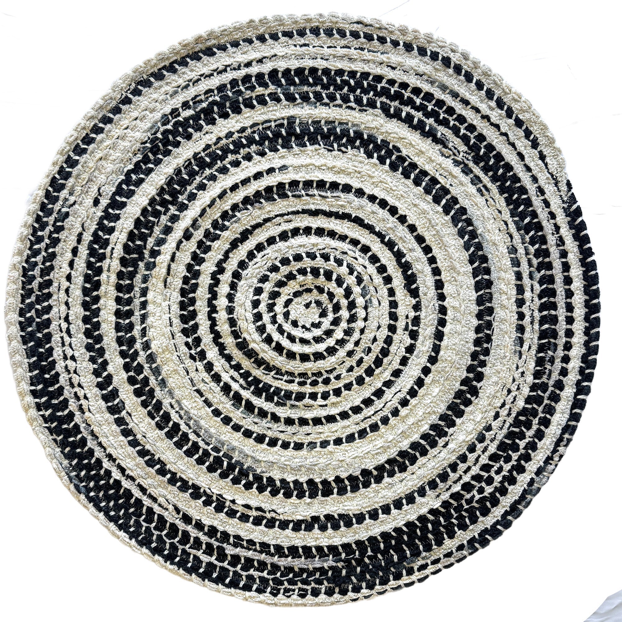 Crafted Black White Braided Rug Round image