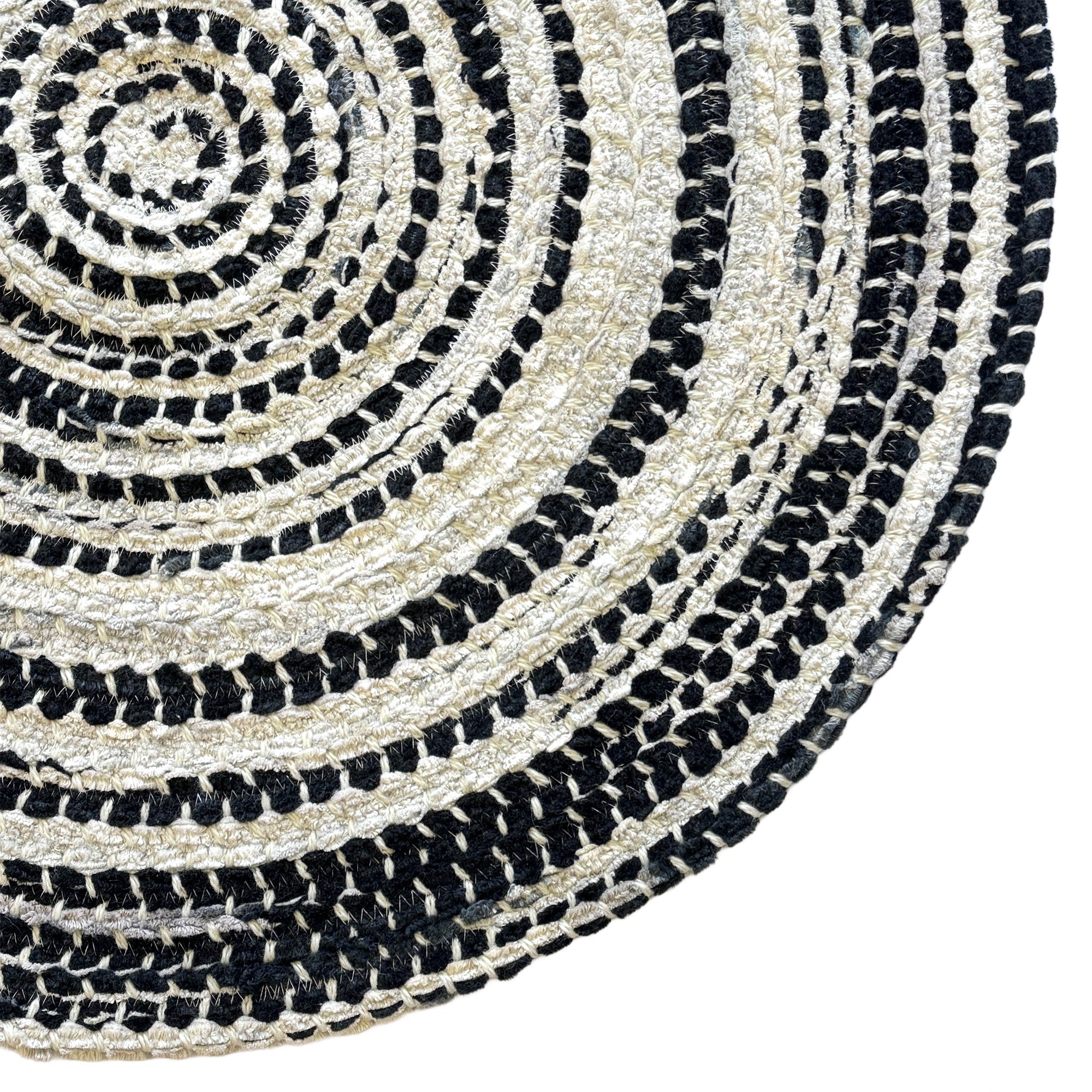 Crafted Black White Braided Rug Round image