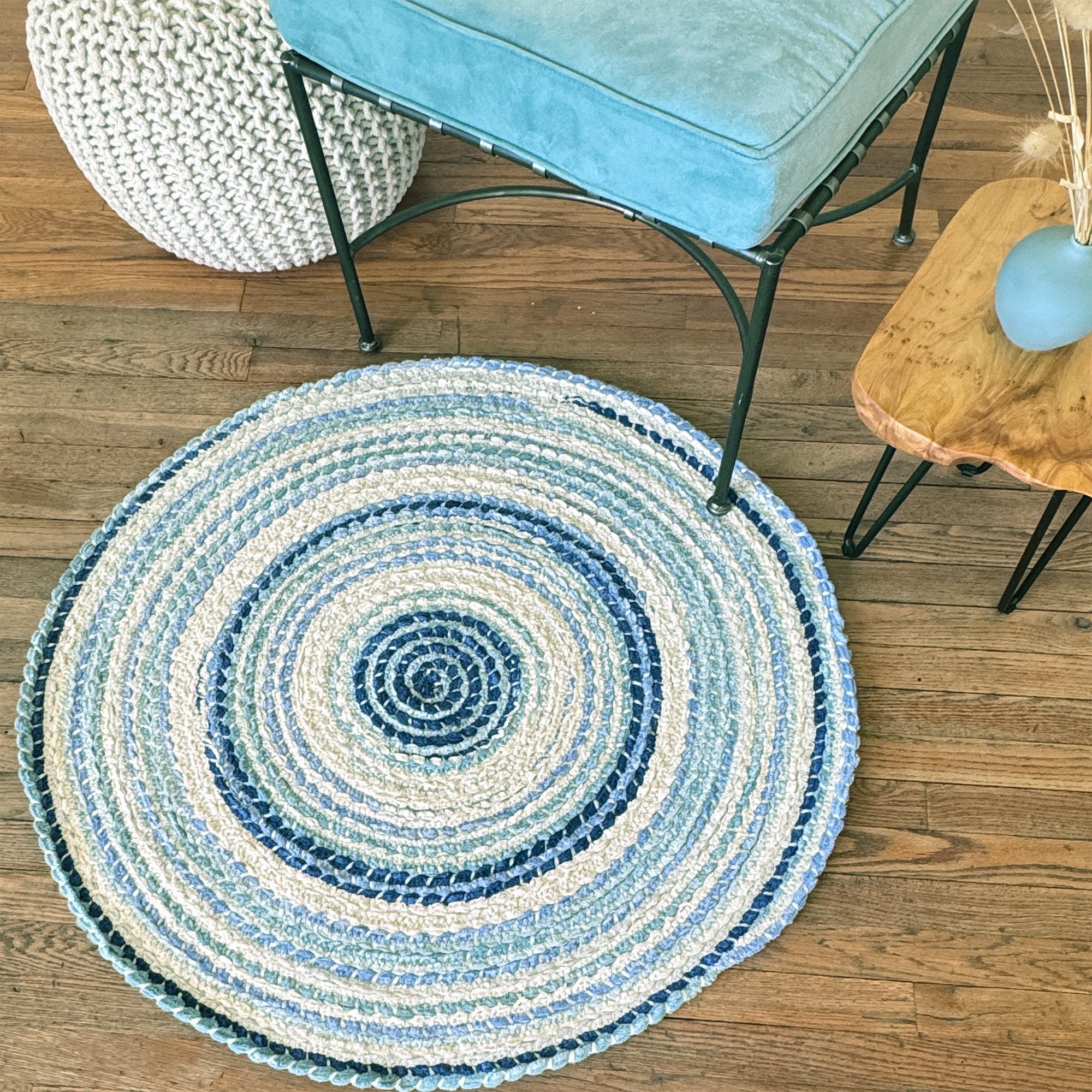 Crafted Seafoam Braided Rug Round image