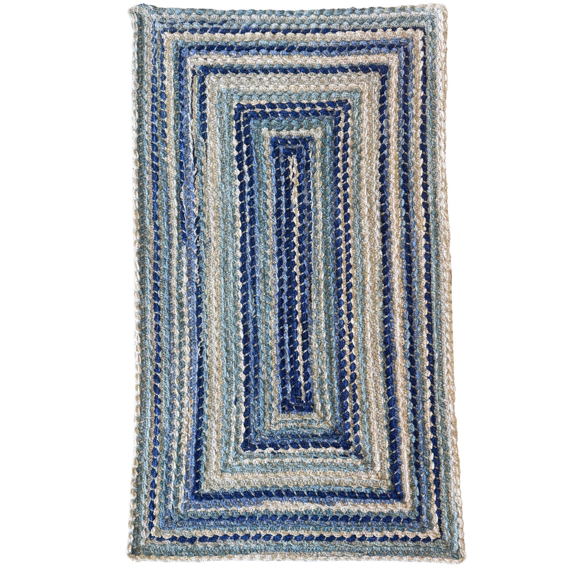 Crafted Seafoam Braided Rug Concentric Rectangle image